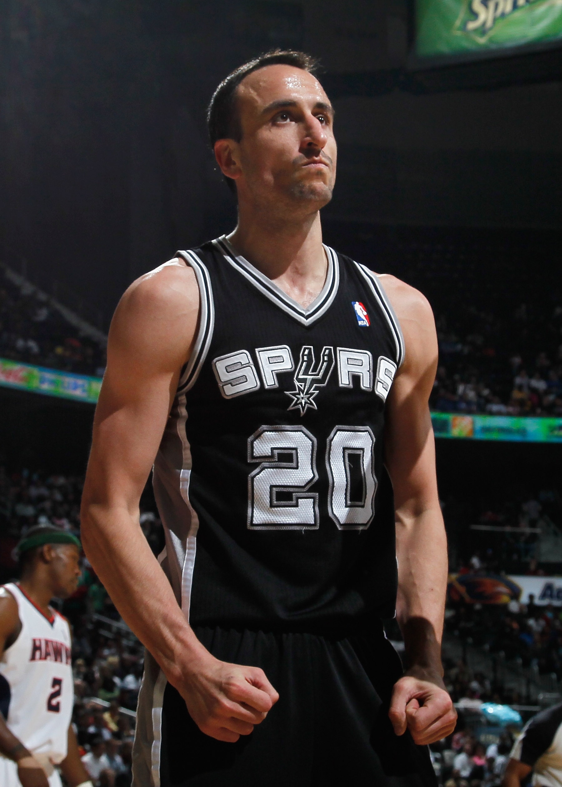 ATLANTA, GA - APRIL 05:  Manu Ginobili #20 of the San Antonio Spurs against the Atlanta Hawks at Philips Arena on April 5, 2011 in Atlanta, Georgia.  NOTE TO USER: User expressly acknowledges and agrees that, by downloading and/or using this Photograph, u