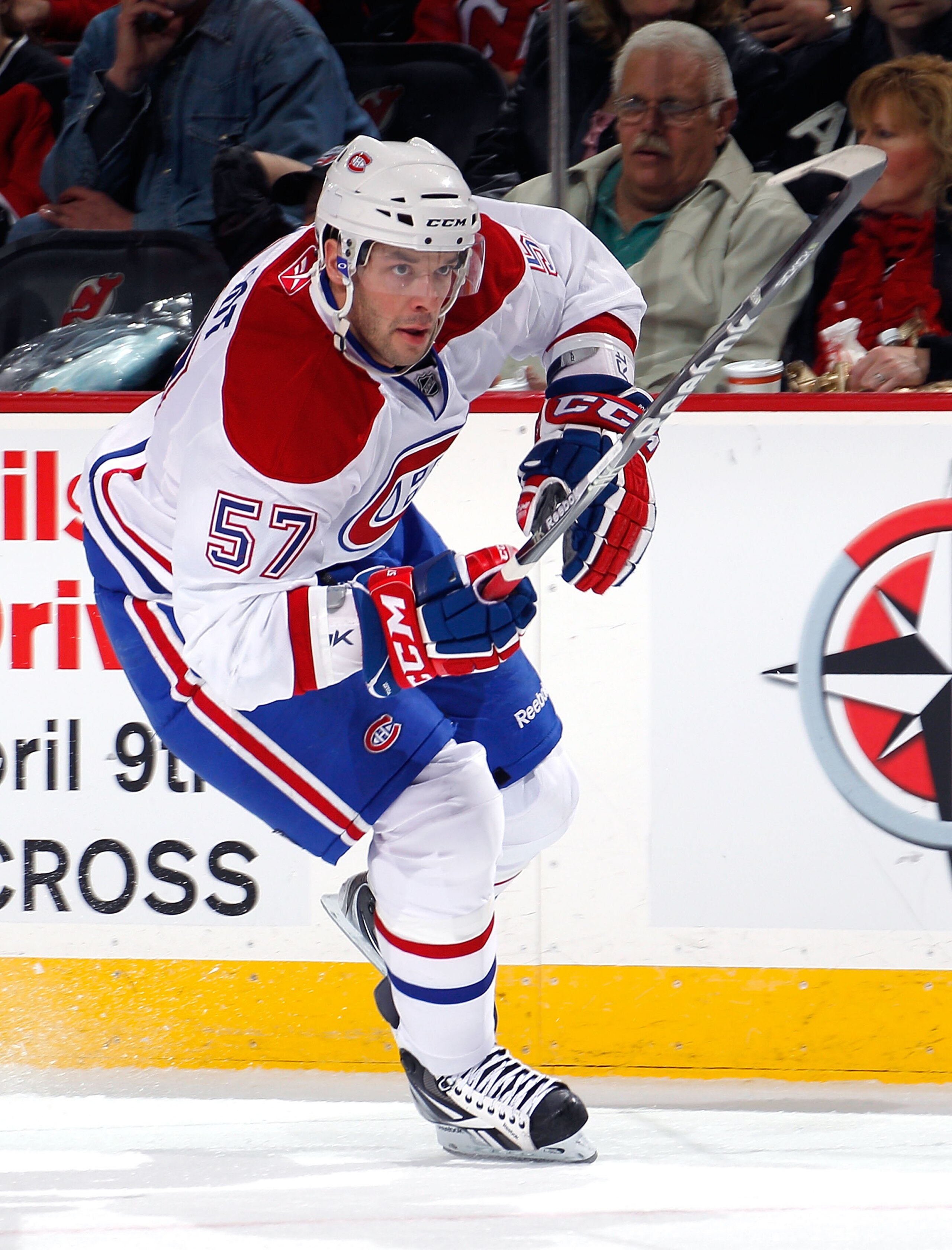 NEWARK, NJ - APRIL 02:  Benoit Pouliot #57 of the Montreal Canadians skates during an NHL hockey game against the New Jersey Devils at the Prudential Center on April 2, 2011 in Newark, New Jersey.  (Photo by Paul Bereswill/Getty Images)