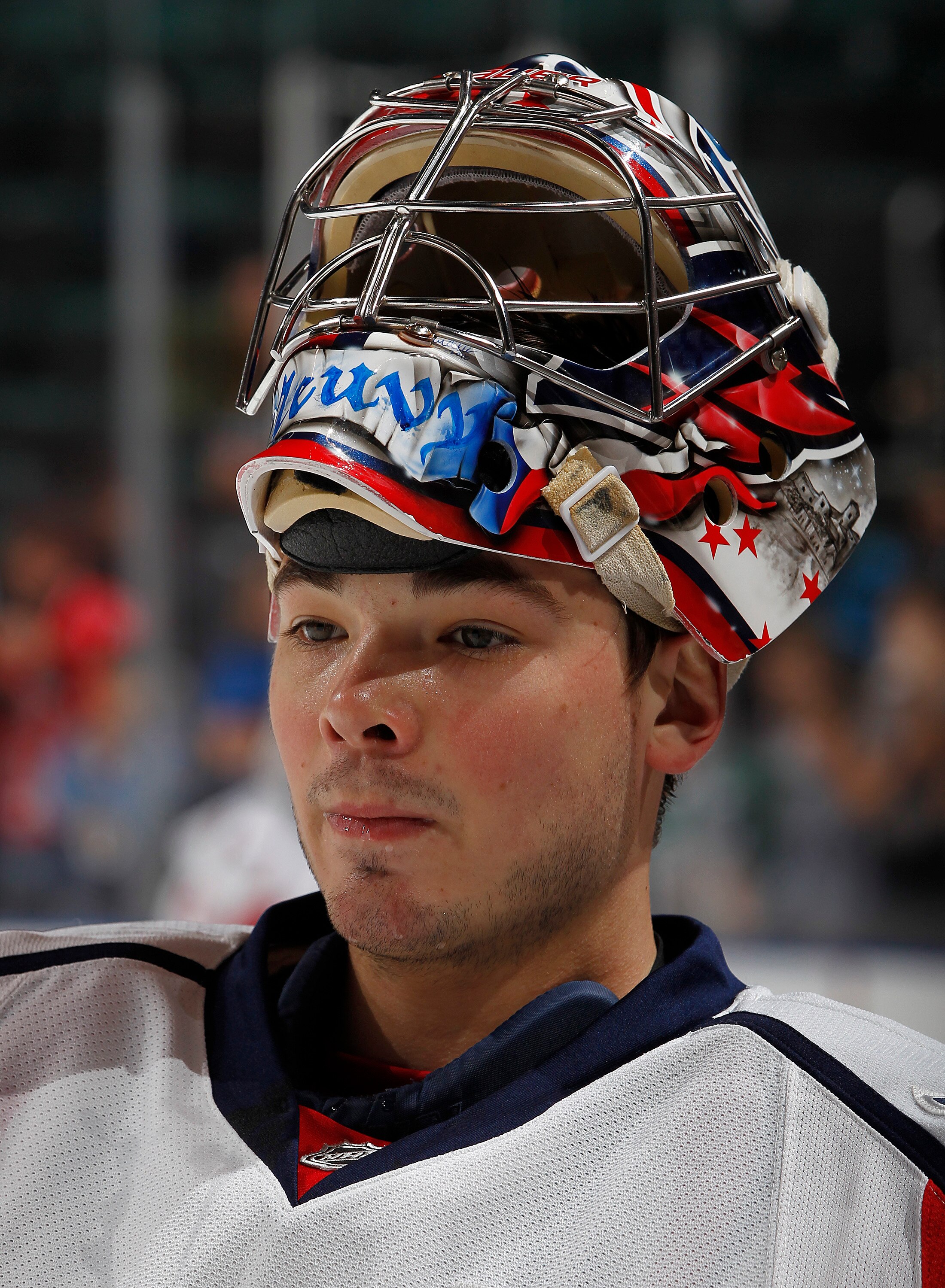 SUNRISE, FL - APRIL 9: Goaltender Michal Neuvirth #30 of the Washington Capitals skates prior to the NHL game against the Florida Panthers on April 9, 2011 at the BankAtlantic Center in Sunrise, Florida. (Photo by Joel Auerbach/Getty Images)