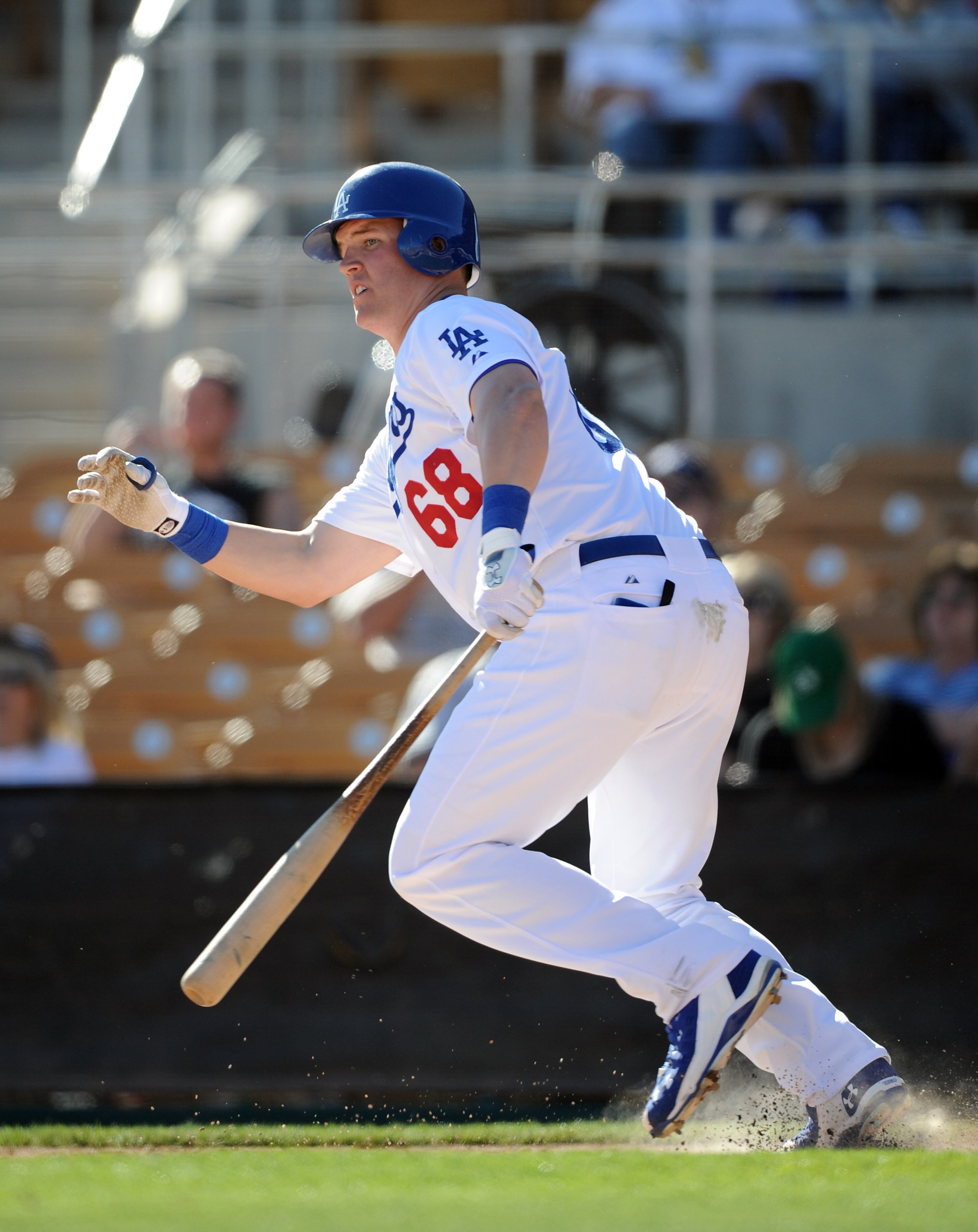 PHOENIX, AZ - FEBRUARY 28: Jerry Sands #68 of the Los Angeles Dodgers at bat during spring training at Camelback Ranch on February 28, 2011 in Phoenix, Arizona. (Photo by Harry How/Getty Images) PHOENIX, AZ - FEBRUARY 28: Jerry Sands #68 of the Los Angeles Dodgers at bat during spring training at Camelback Ranch on February 28, 2011 in Phoenix, Arizona. (Photo by Harry How/Getty Images)