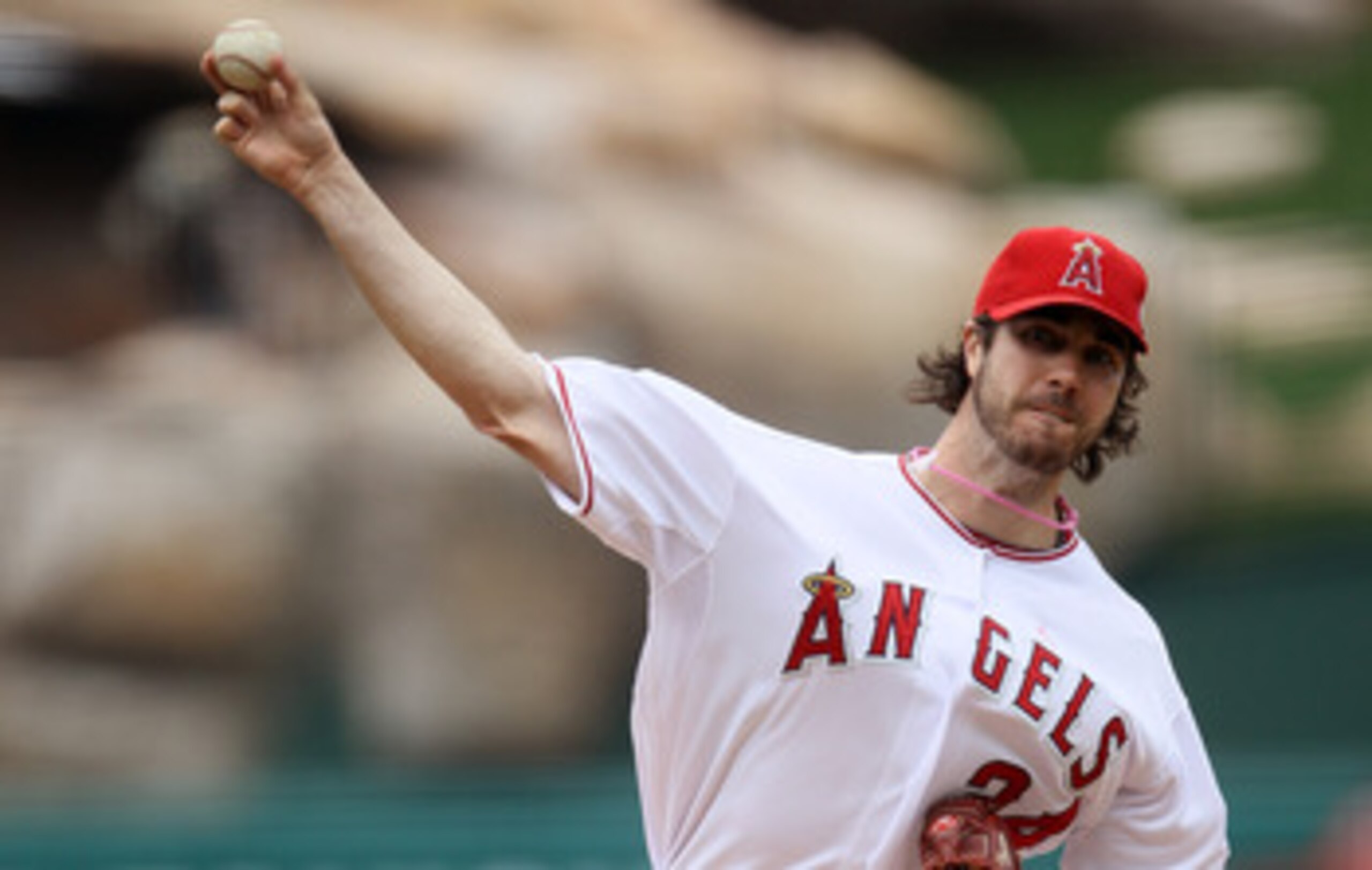 ANAHEIM, CA - MAY 8:  Dan Haren #24 of the Los Angeles Angels of Anaheim throws a pitch against the Cleveland Indians on May 8, 2011 at Angel Stadium in Anaheim, California.  (Photo by Stephen Dunn/Getty Images)