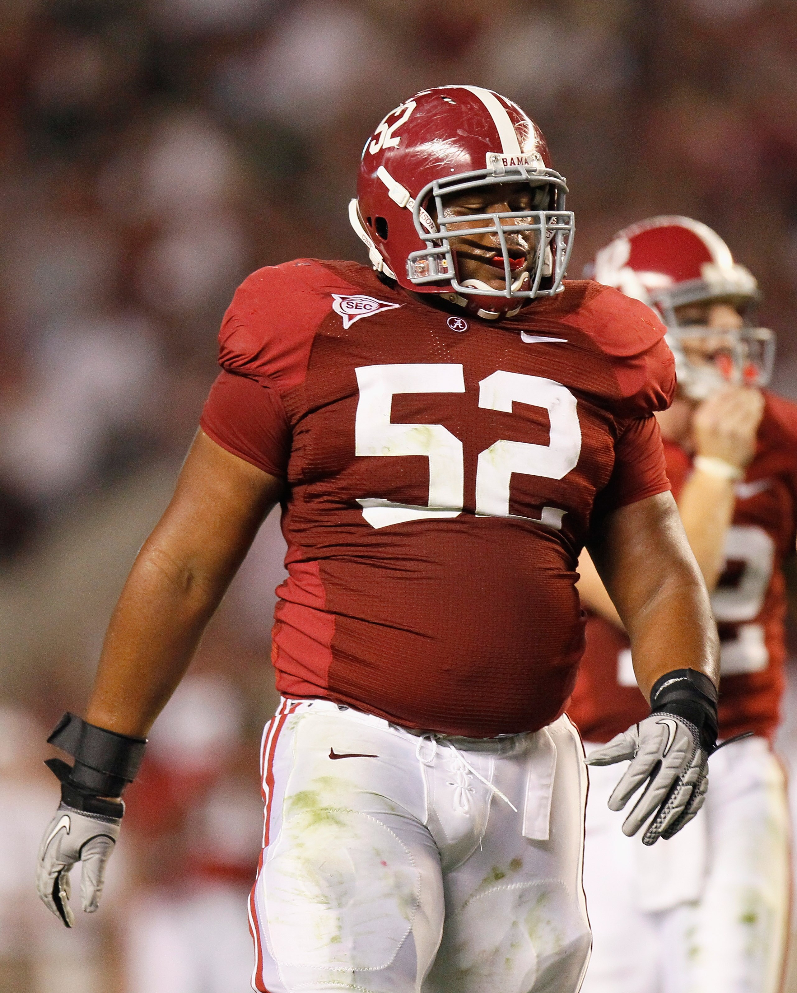 TUSCALOOSA, AL - OCTOBER 16:  Alfred McCullough #52 of the Alabama Crimson Tide against the Ole Miss Rebels at Bryant-Denny Stadium on October 16, 2010 in Tuscaloosa, Alabama.  (Photo by Kevin C. Cox/Getty Images)