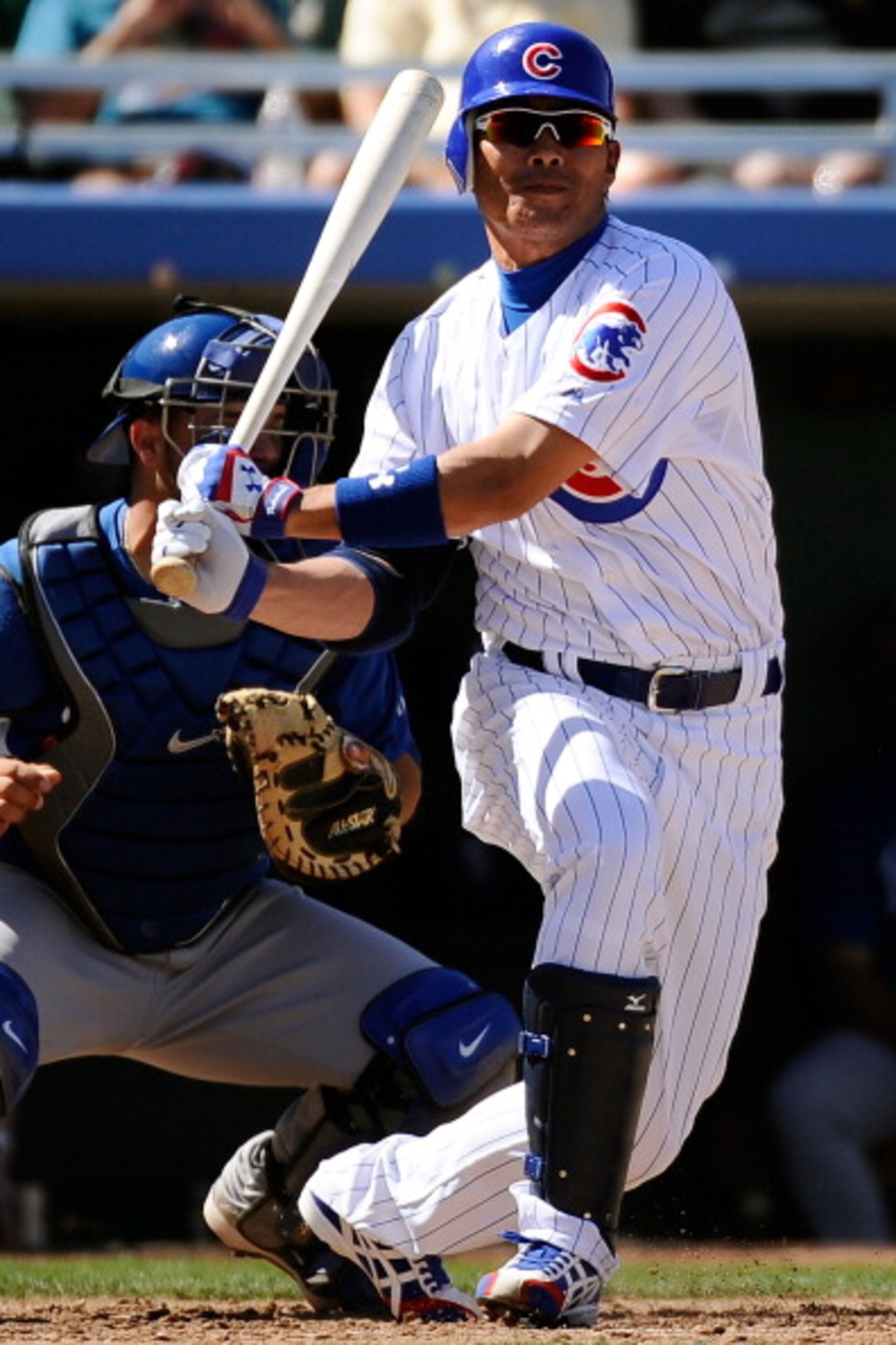 MESA, AZ - MARCH 09:  Kosuke Fukudome #1 of the Chicago Cubs plays against the Kansas City Royals during the spring training baseball game at HoHoKam Stadium on March 9, 2011 in Mesa, Arizona.  (Photo by Kevork Djansezian/Getty Images)