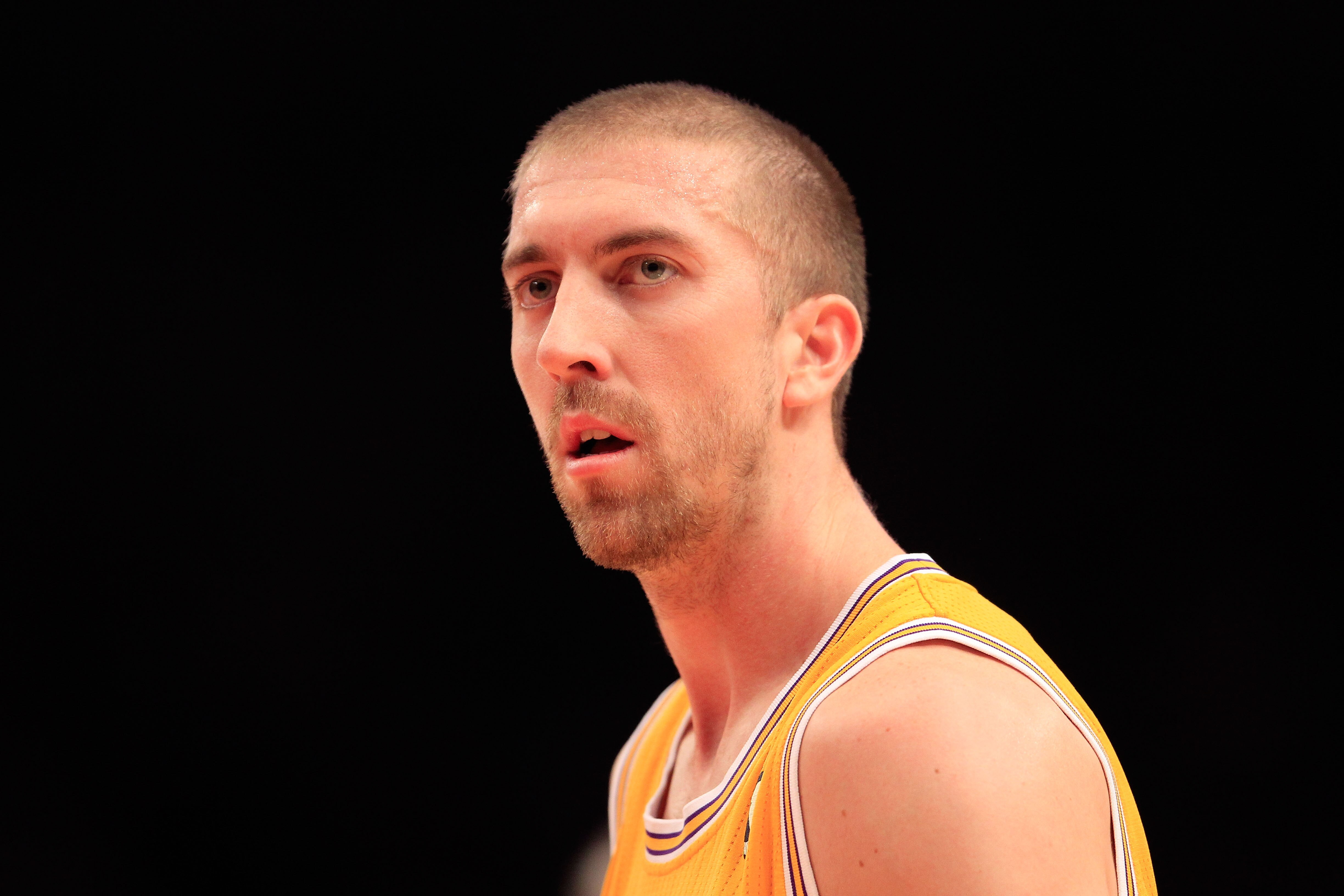 NEW YORK, NY - FEBRUARY 11: Steve Blake #5 of the Los Angeles Lakers on the court against the New York Knicks at Madison Square Garden on February 11, 2011 in New York City. NOTE TO USER: User expressly acknowledges and agrees that, by downloading and/or