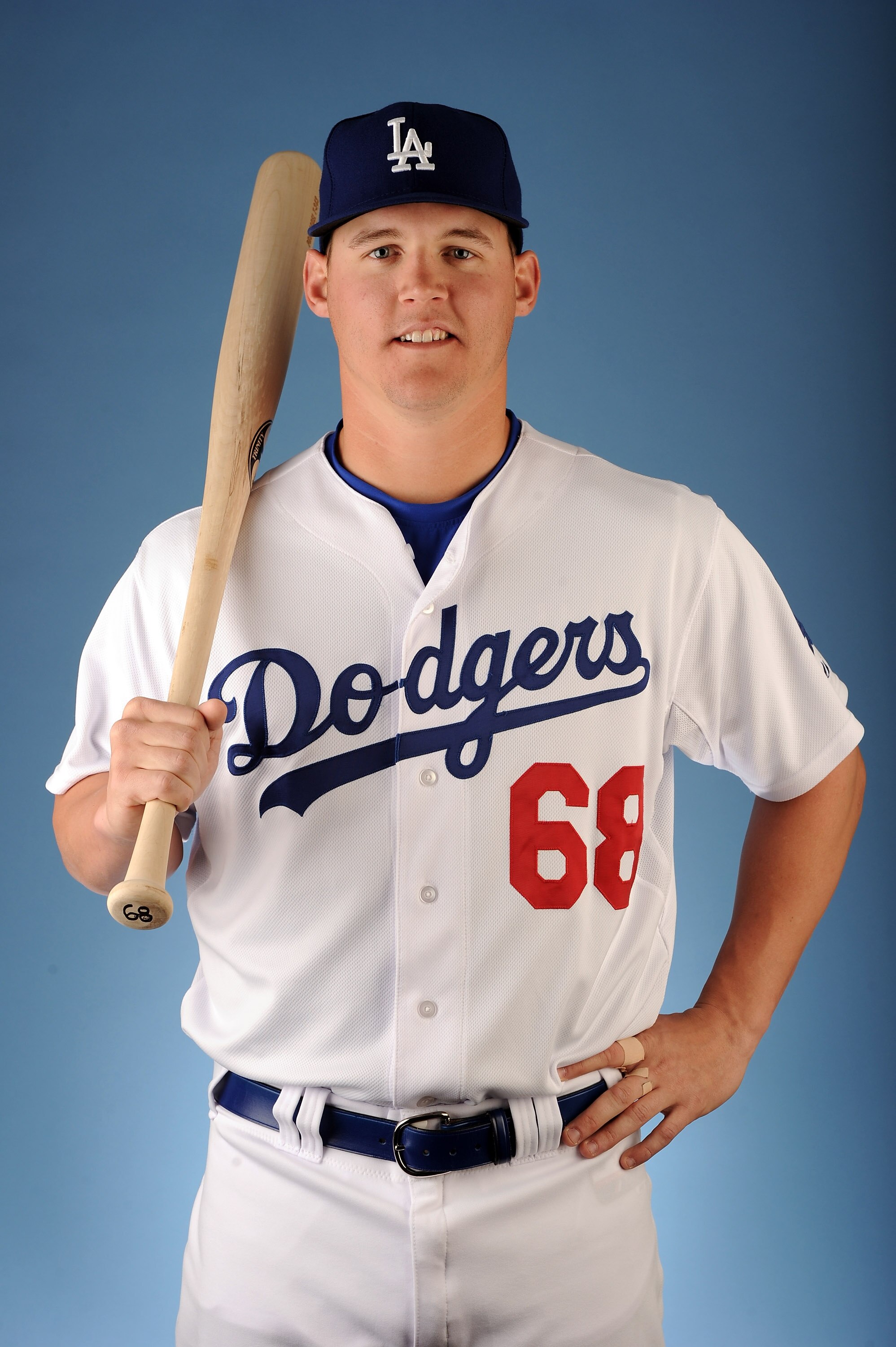 GLENDALE, AZ - FEBRUARY 25:  Jerry Sands #68 of the Los Angeles Dodgers poses for a photo on photo day at Camelback Ranch on February 25, 2011 in Glendale, Arizona.  (Photo by Harry How/Getty Images)