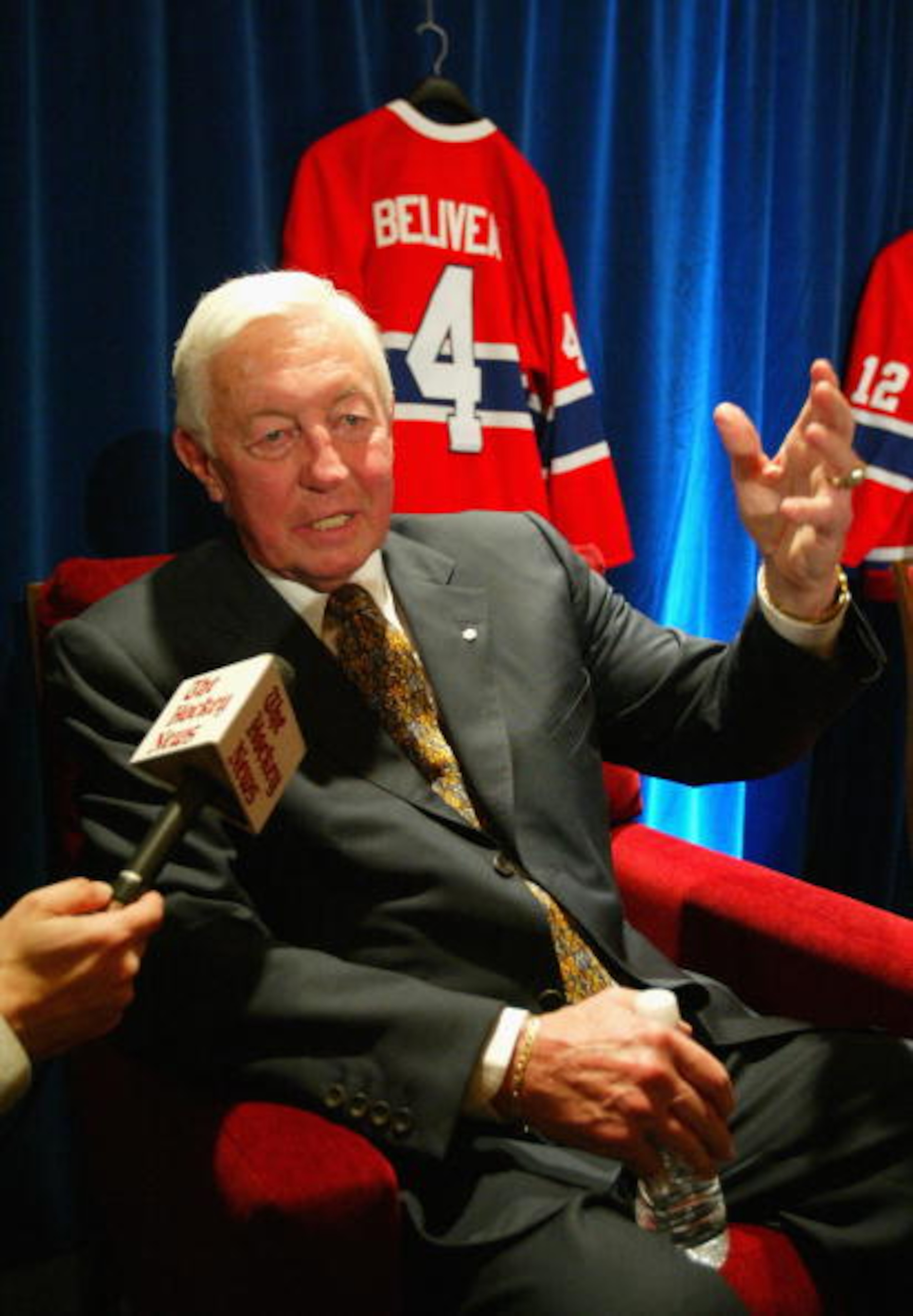 OTTAWA, ON - JUNE 01:  Former Montreal Canadiens great, Jean Beliveau speaks with the media during the 'Salute to the Stanley Cup Legends' on June 1, 2007 at the Brookstreet Hotel in Ottawa, Canada.  (Photo by Dave Sandford/Getty Images)