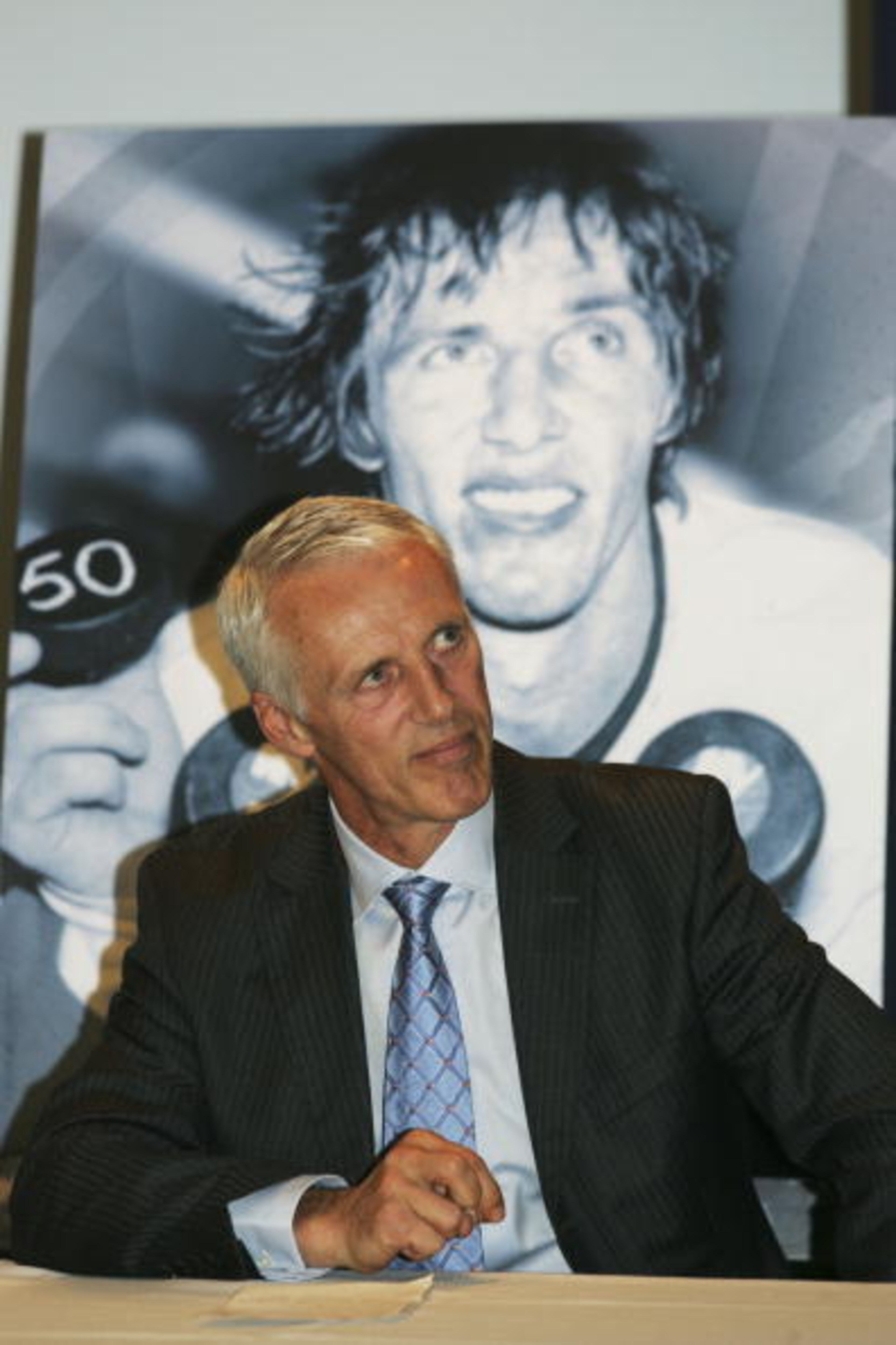 UNIONDALE, NY - OCTOBER 13: Former New York Islanders player Mike Bossy is announced as Executive Director of Corporate Relations for the New York Islanders on October 13, 2006 at the Nassau Coliseum in Uniondale, New York. (Photo by Bruce Bennett/Getty I