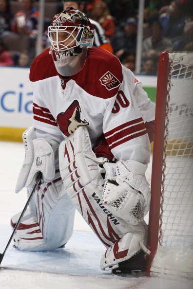 EDMONTON, CANADA - MARCH 17: Ilya Bryzgalov #30 of the Phoenix Coyotes defends the goal against the Edmonton Oilers on March 17, 2011 at Rexall Place in Edmonton, Alberta, Canada. (Photo by Dale MacMillan/Getty Images)