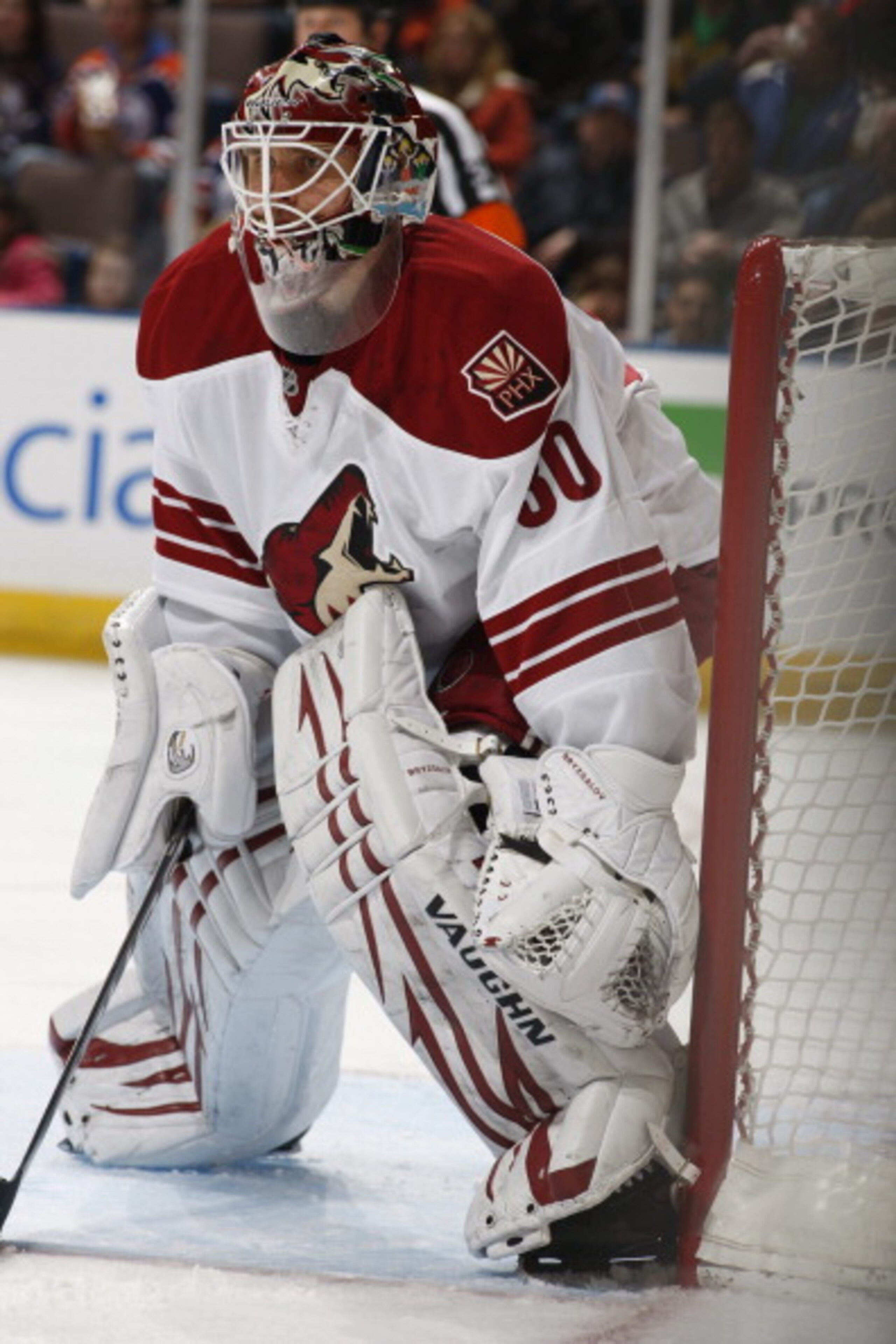 EDMONTON, CANADA - MARCH 17: Ilya Bryzgalov #30 of the Phoenix Coyotes defends the goal against the Edmonton Oilers on March 17, 2011 at Rexall Place in Edmonton, Alberta, Canada. (Photo by Dale MacMillan/Getty Images)