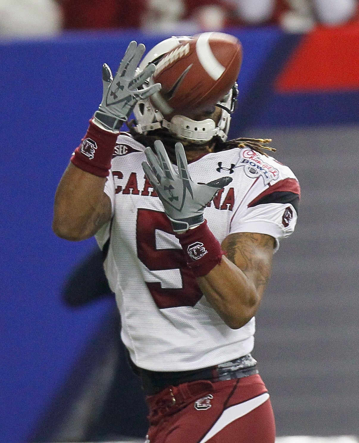 ATLANTA, GA - DECEMBER 31:  Stephon Gilmore #5 of the South Carolina Gamecocks against the Florida State Seminoles during the 2010 Chick-fil-A Bowl at Georgia Dome on December 31, 2010 in Atlanta, Georgia.  (Photo by Kevin C. Cox/Getty Images)
