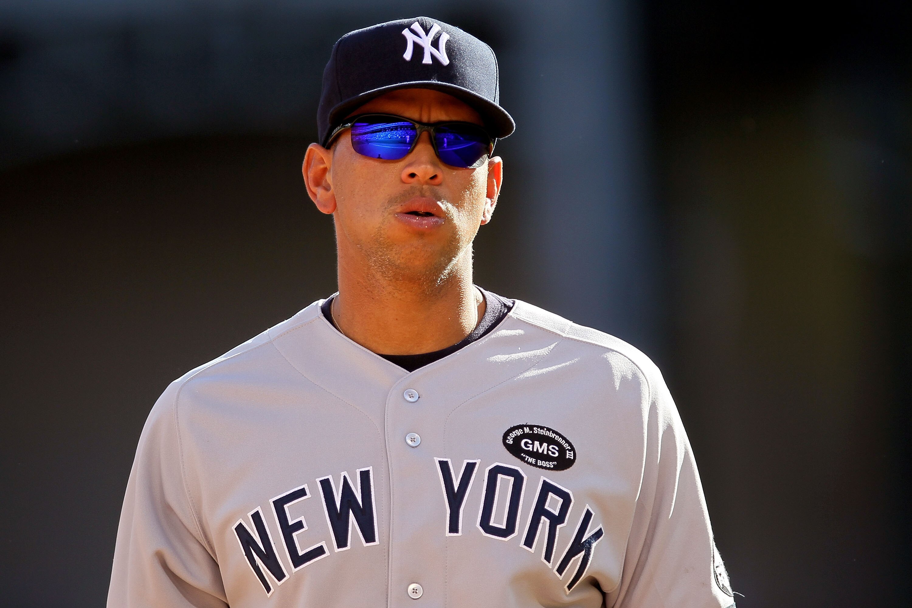 ARLINGTON, TX - OCTOBER 16:  Alex Rodriguez #13 of the New York Yankees reacts against the Texas Rangers in Game Two of the ALCS during the 2010 MLB Playoffs at Rangers Ballpark in Arlington on October 16, 2010 in Arlington, Texas.  (Photo by Stephen Dunn