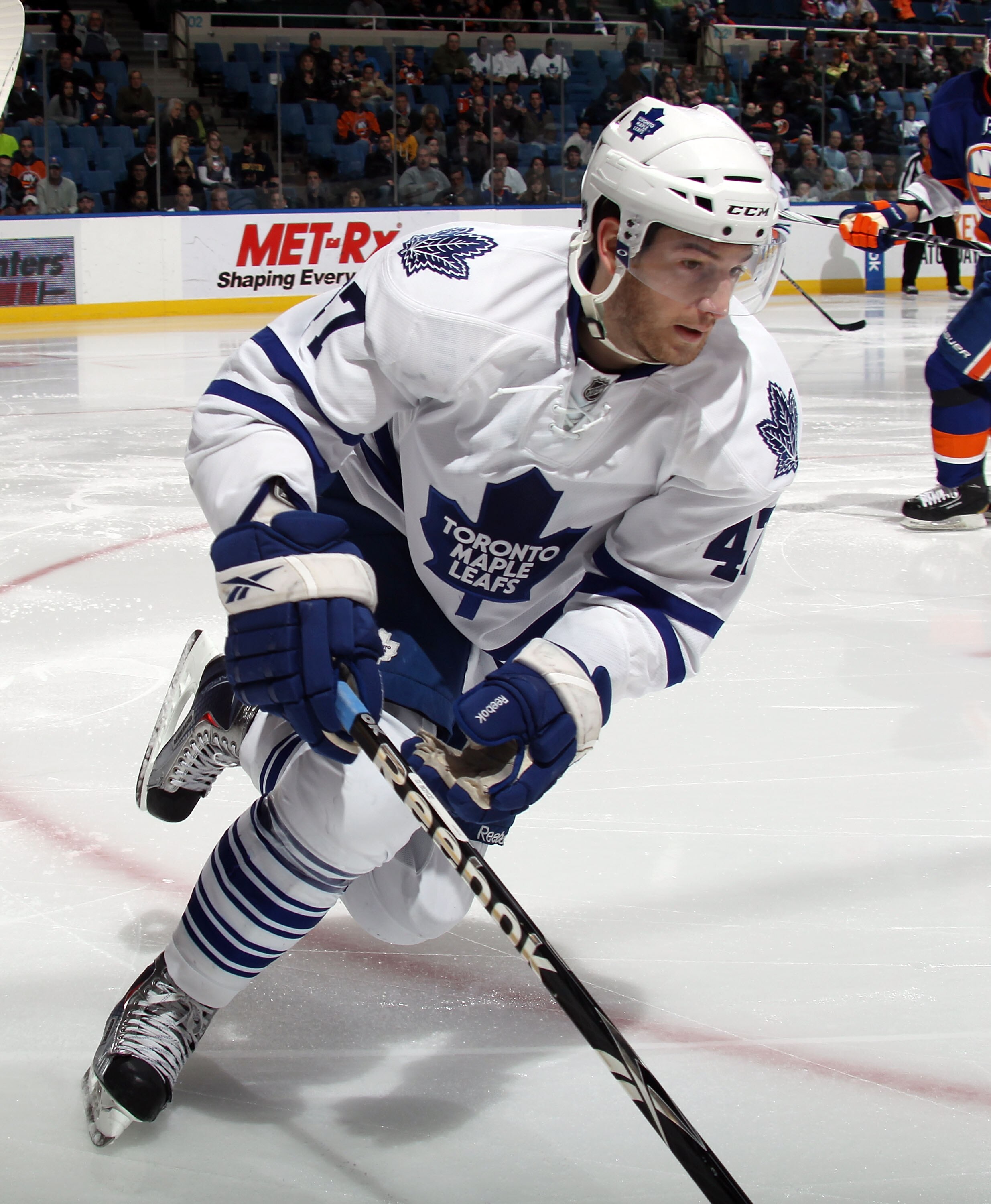UNIONDALE, NY - MARCH 08:  Darryl Boyce #47 of the Toronto Maple Leafs skates against the New York Islanders at the Nassau Coliseum on March 8, 2011 in Uniondale, New York. The Islanders defeated the Leafs 4-3 in overtime.  (Photo by Bruce Bennett/Getty I