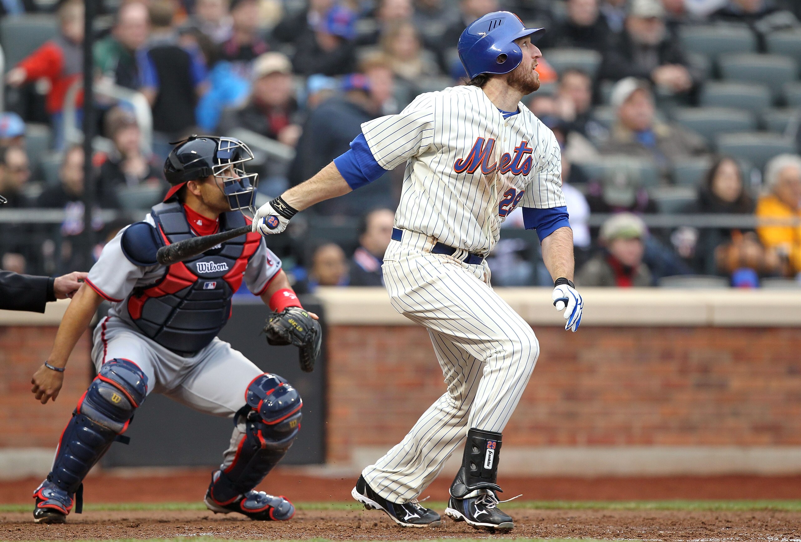 NEW YORK, NY - APRIL 08:  Ike Davis #29 of the New York Mets bats against the Washington Nationals during the Mets' Home Opener at Citi Field on April 8, 2011 in the Flushing neighborhood of Queens in New York City. The Nationals won 6-2. (Photo by Al Bel