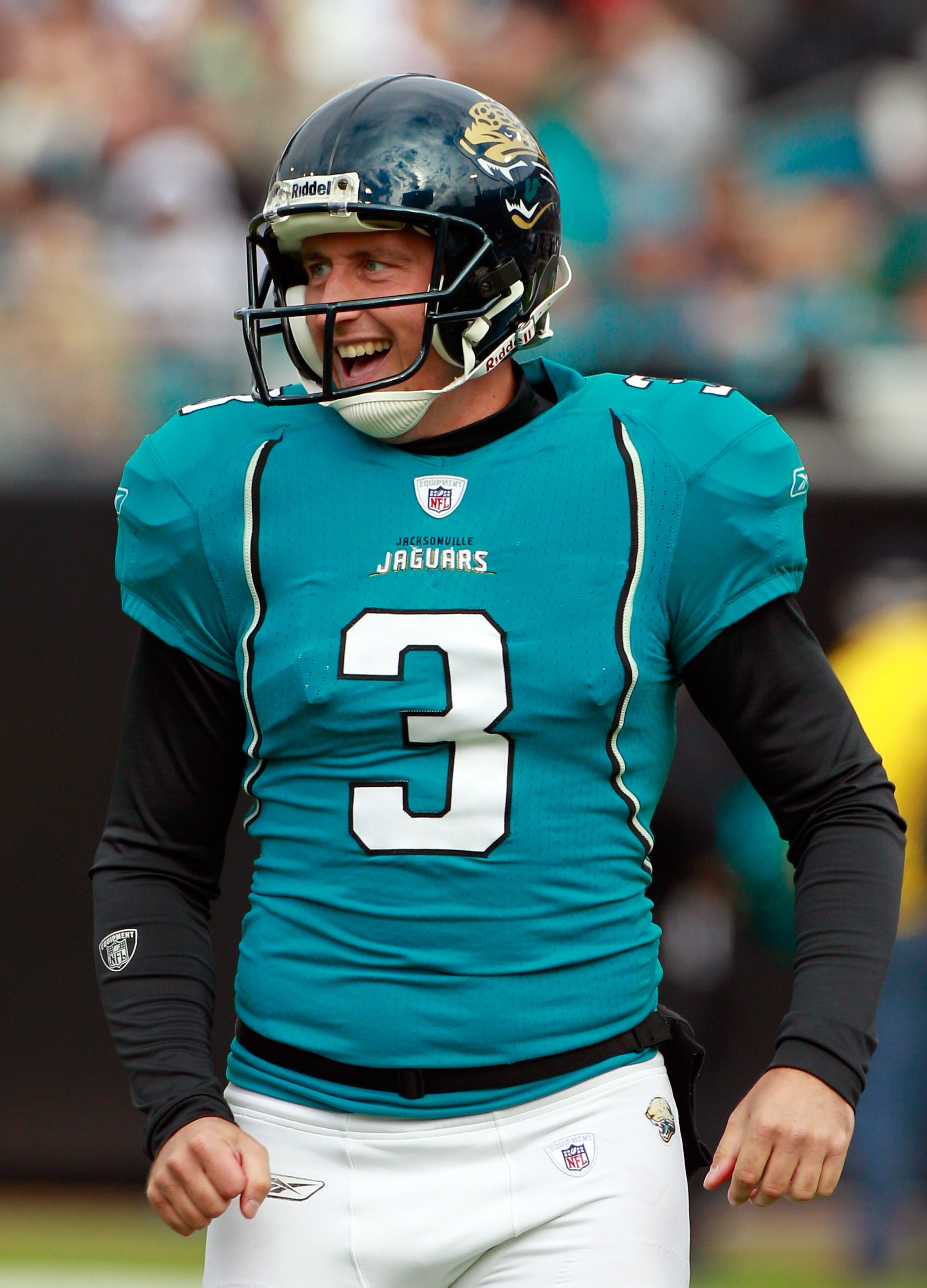 JACKSONVILLE, FL - DECEMBER 12:  Punter Adam Podlesh #3 of the Jacksonville Jaguars smiles during the game against the Oakland Raiders at EverBank Field on December 12, 2010 in Jacksonville, Florida.  (Photo by Sam Greenwood/Getty Images)