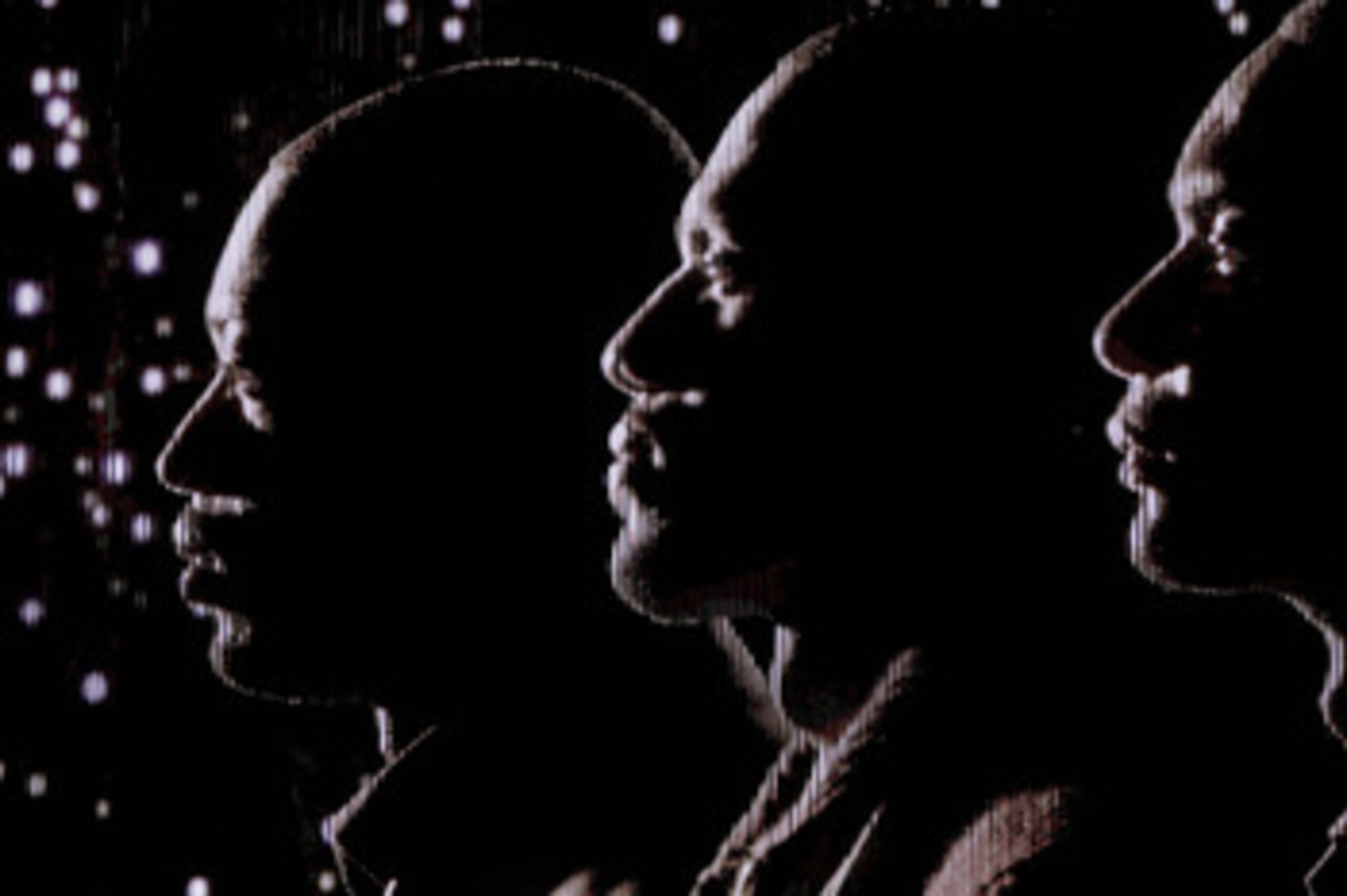 MIAMI, FL - MARCH 19:  The images of (L-R) Dwyane Wade, LeBron James and Chris Bosh of the Miami Heat appear on the jumbo screen as they are introduced against the Denver Nuggets at American Airlines Arena on March 19, 2011 in Miami, Florida. NOTE TO USER