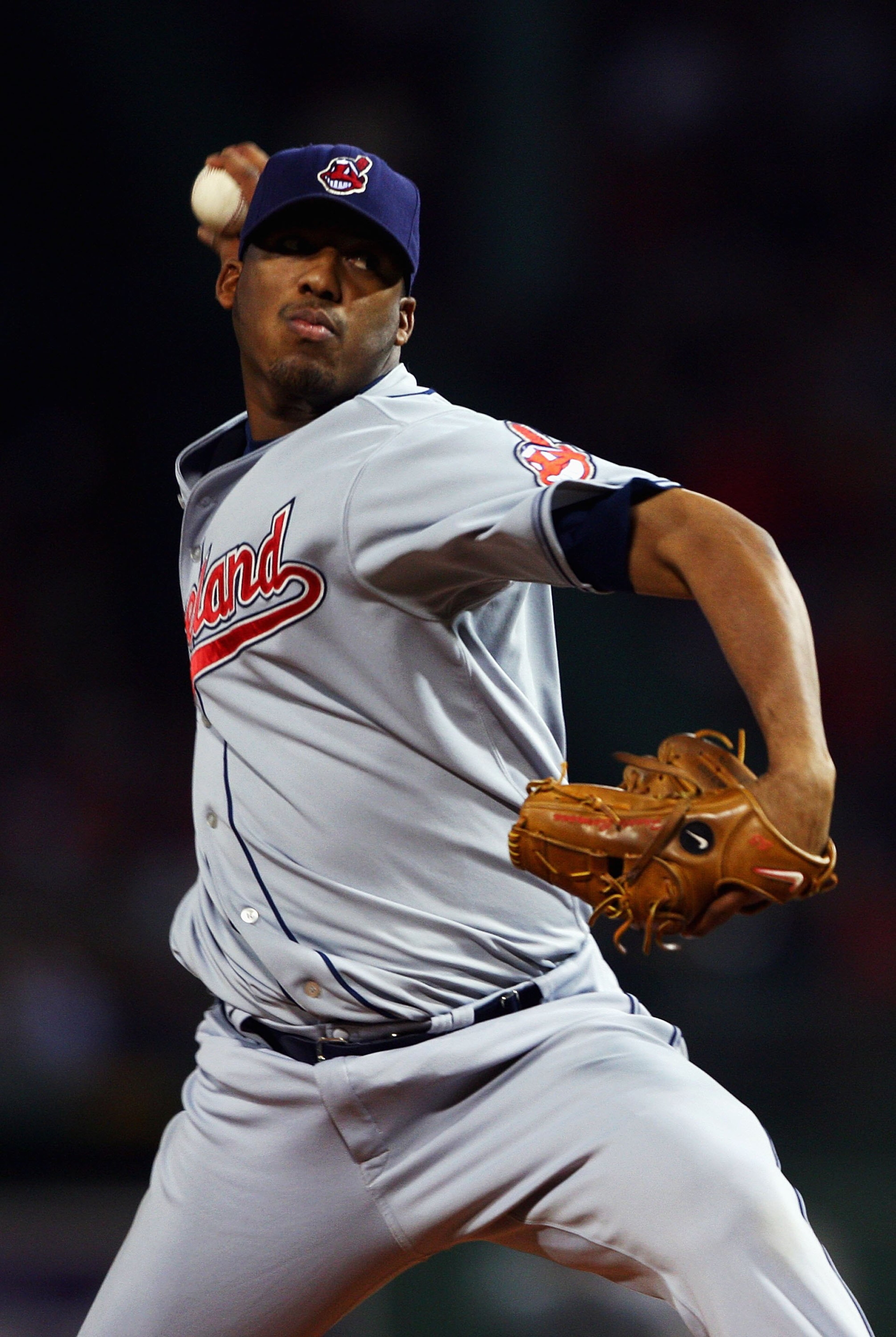 BOSTON - OCTOBER 13: Starting pitcher Fausto Carmona #55 of the Cleveland Indians pitches of the Boston Red Sox during Game Two of the American League Championship Series at Fenway Park on October 13, 2007 in Boston, Massachusetts. (Photo by Elsa/Getty BOSTON - OCTOBER 13: Starting pitcher Fausto Carmona #55 of the Cleveland Indians pitches of the Boston Red Sox during Game Two of the American League Championship Series at Fenway Park on October 13, 2007 in Boston, Massachusetts. (Photo by Elsa/Getty
