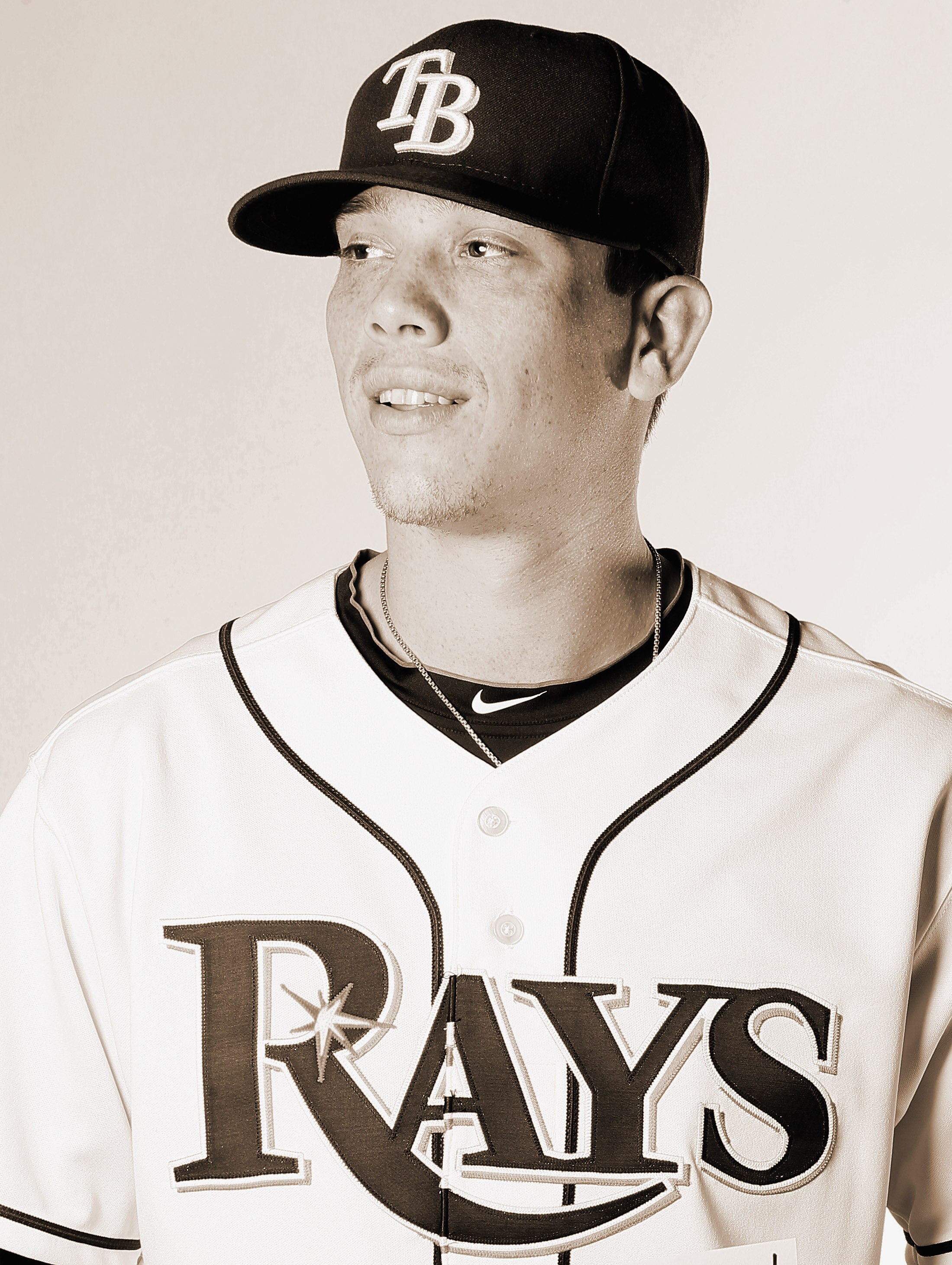 FT. MYERS, FL - FEBRUARY 22:  (EDITOR'S NOTE: THIS IMAGE HAS BEEN CONVERTED TO SEPIA) Jeremy Hellickson #58 of the Tampa Bay Rays poses for a portrait during the Tampa Bay Rays Photo Day on February 22, 2011 at the Charlotte Sports Complex in Port Charlot