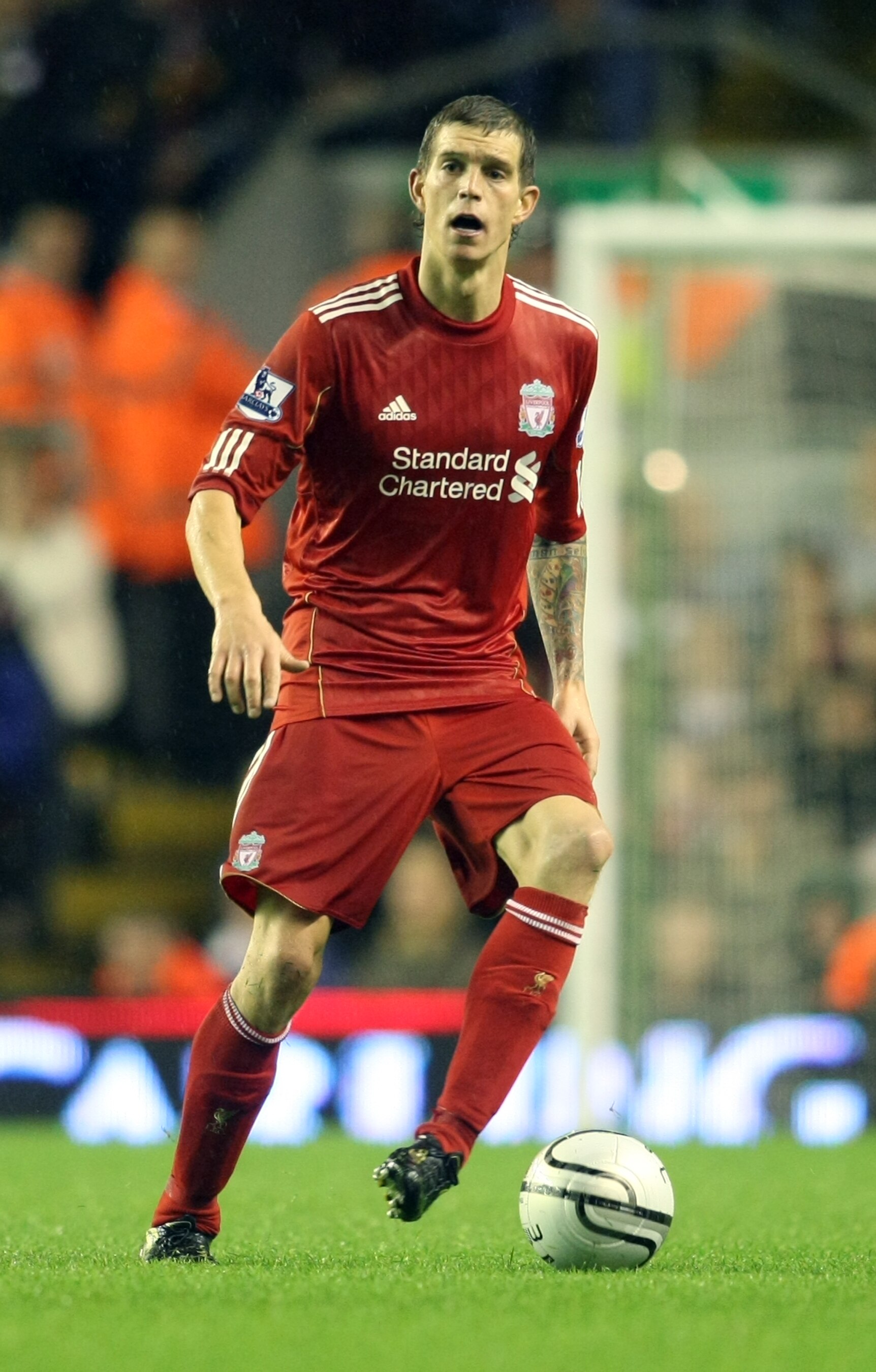 LIVERPOOL, ENGLAND - SEPTEMBER 22:  Daniel Agger of Liverpool in action during the Carling Cup Third Round match between Liverpool and Northampton Town at Anfield on September 22, 2010 in Liverpool, England. (Photo by Pete Norton/Getty Images)
