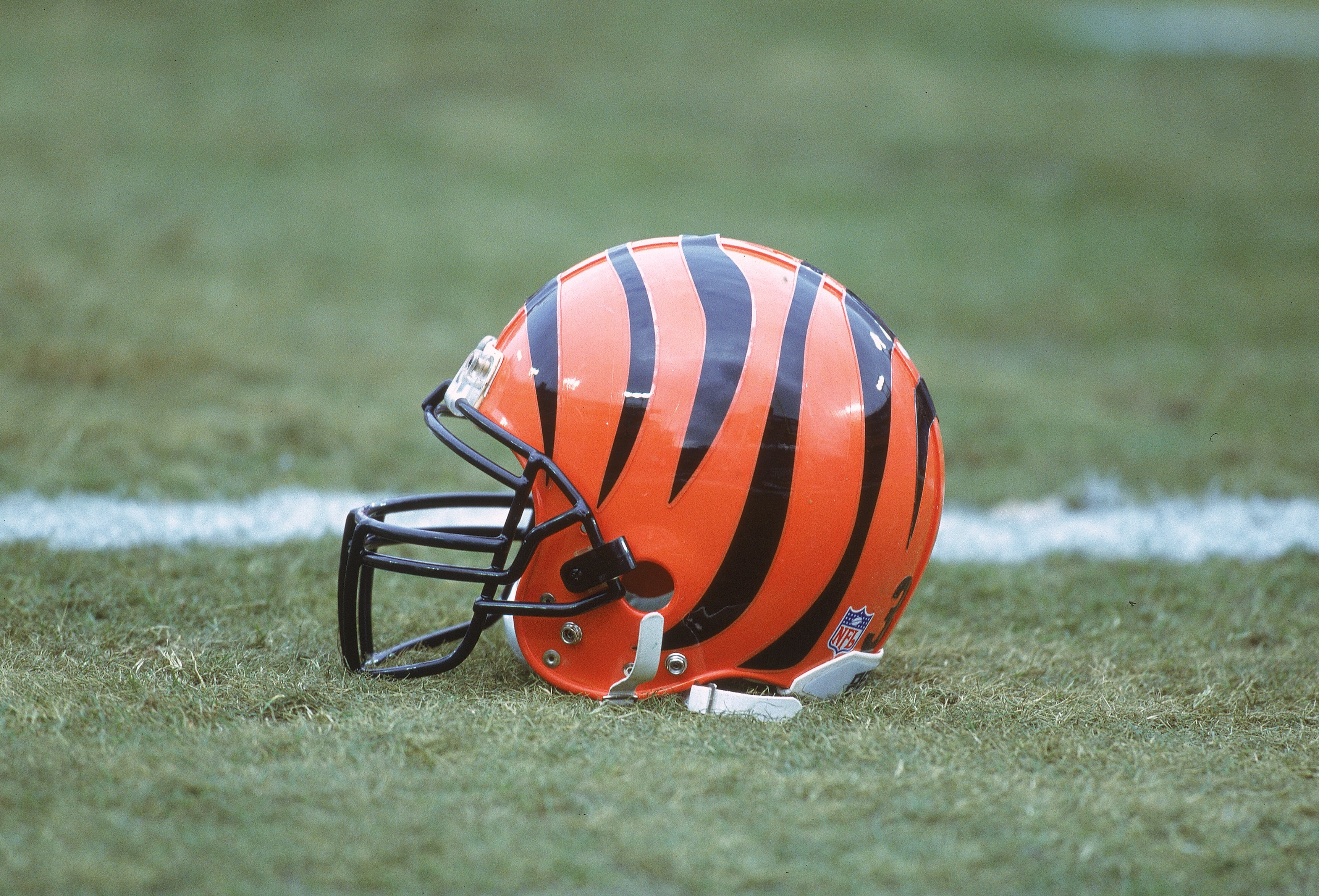 10 Dec 2000:   A view of the Cincinnati Bengals helmet taken during the game against the Tennessee Titans at the Adelphia Coliseum in Nashville, Tennessee. The Titans defeated the Bengals 35-3.Mandatory Credit: Scott Halleran  /Allsport