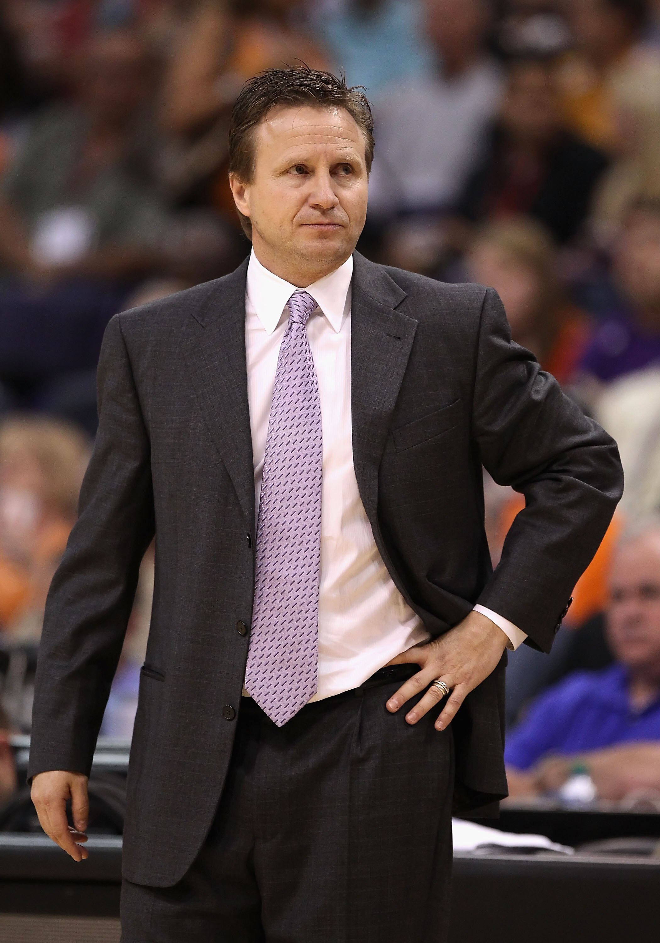 PHOENIX, AZ - MARCH 30:  Head coach Scott Brooks of the Oklahoma City Thunder reacts during the NBA game against the Phoenix Suns at US Airways Center on March 30, 2011 in Phoenix, Arizona. The Thunder defeated the Suns 116-98.   NOTE TO USER: User expres