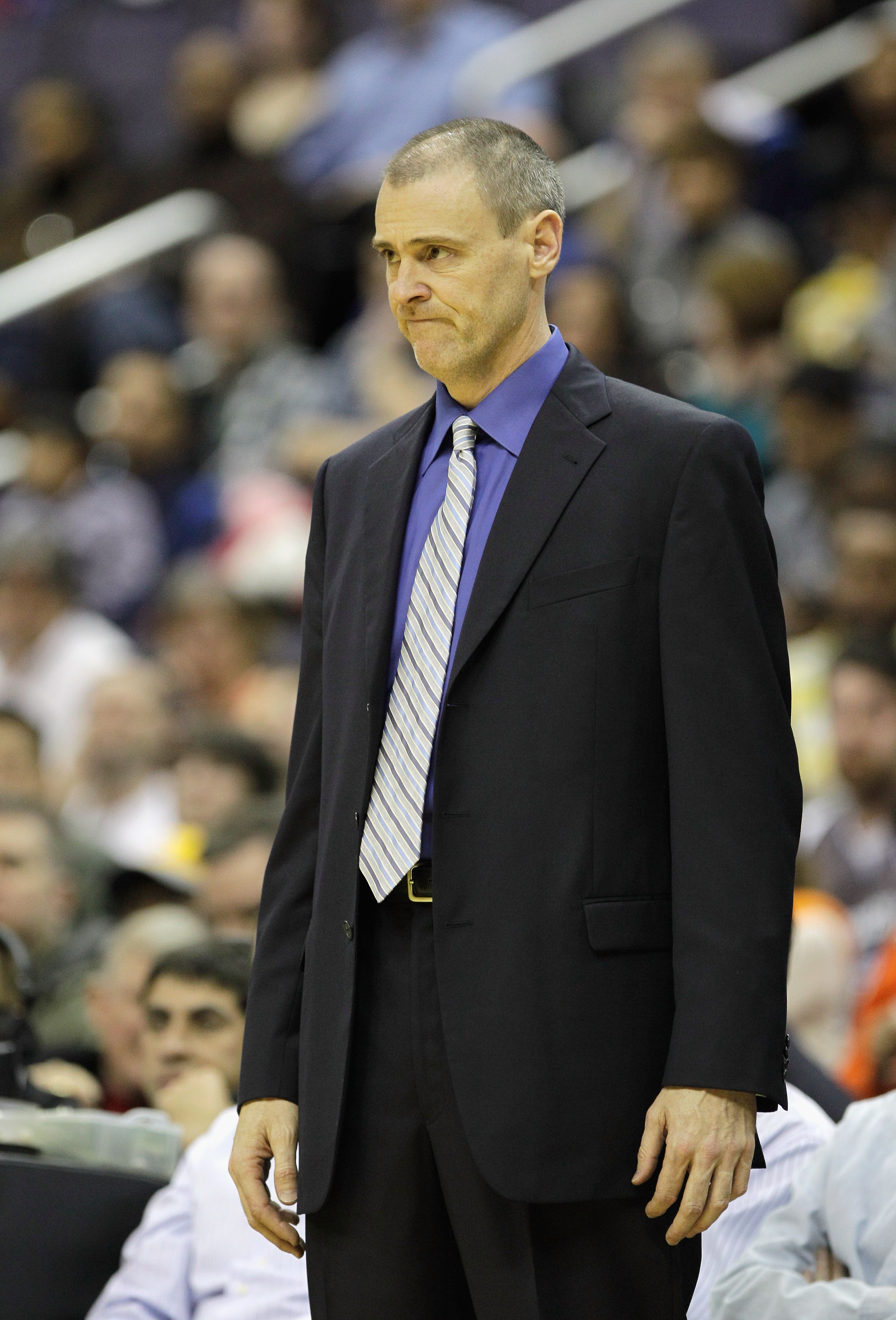 WASHINGTON, DC - FEBRUARY 26:  Rick Carlisle head coach of the Dallas Mavericks looks on against the Washington Wizards at the Verizon Center on February 26, 2011 in Washington, DC. NOTE TO USER: User expressly acknowledges and agrees that, by downloading