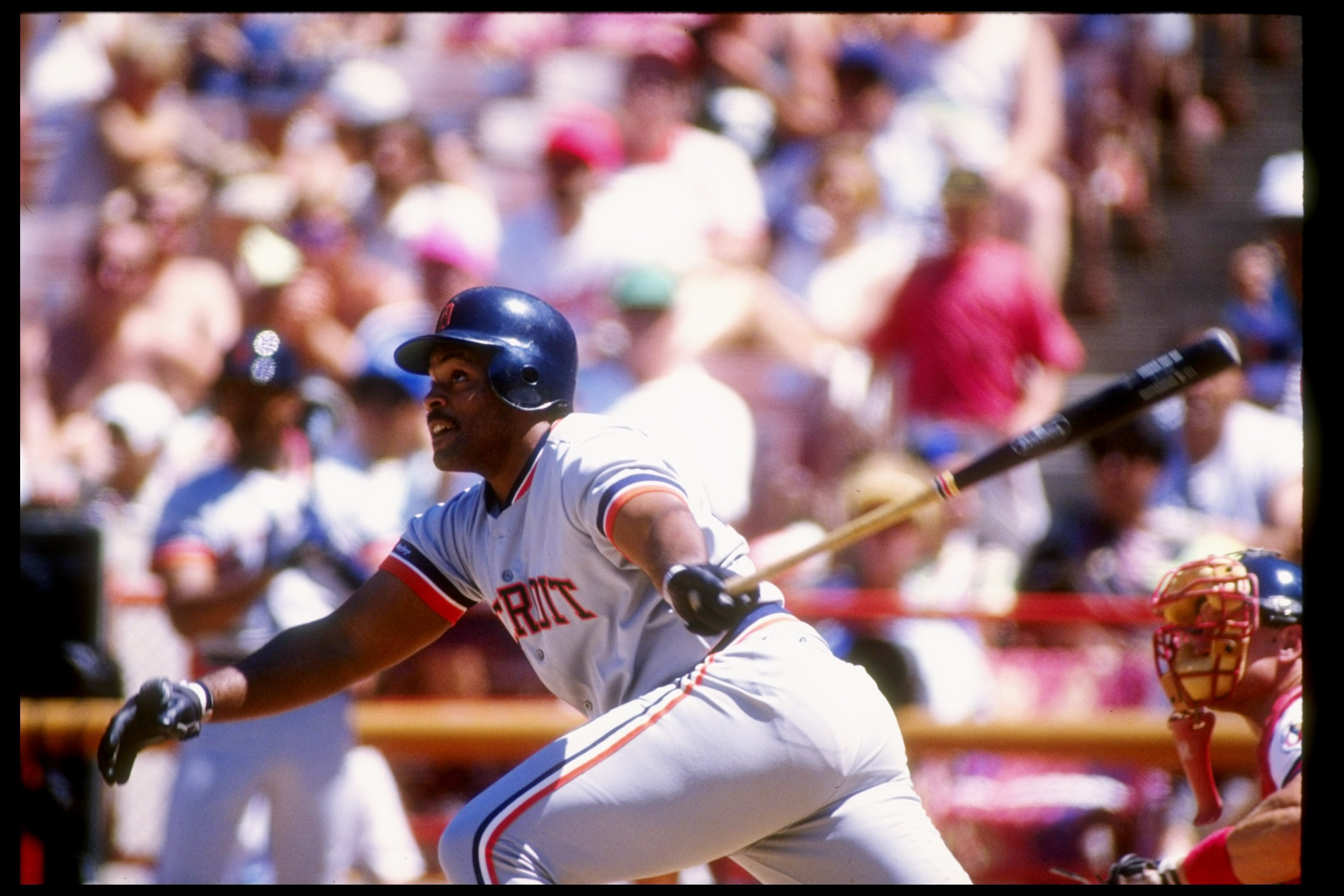 First baseman Cecil Fielder of the Detroit Tigers at bat during a game.