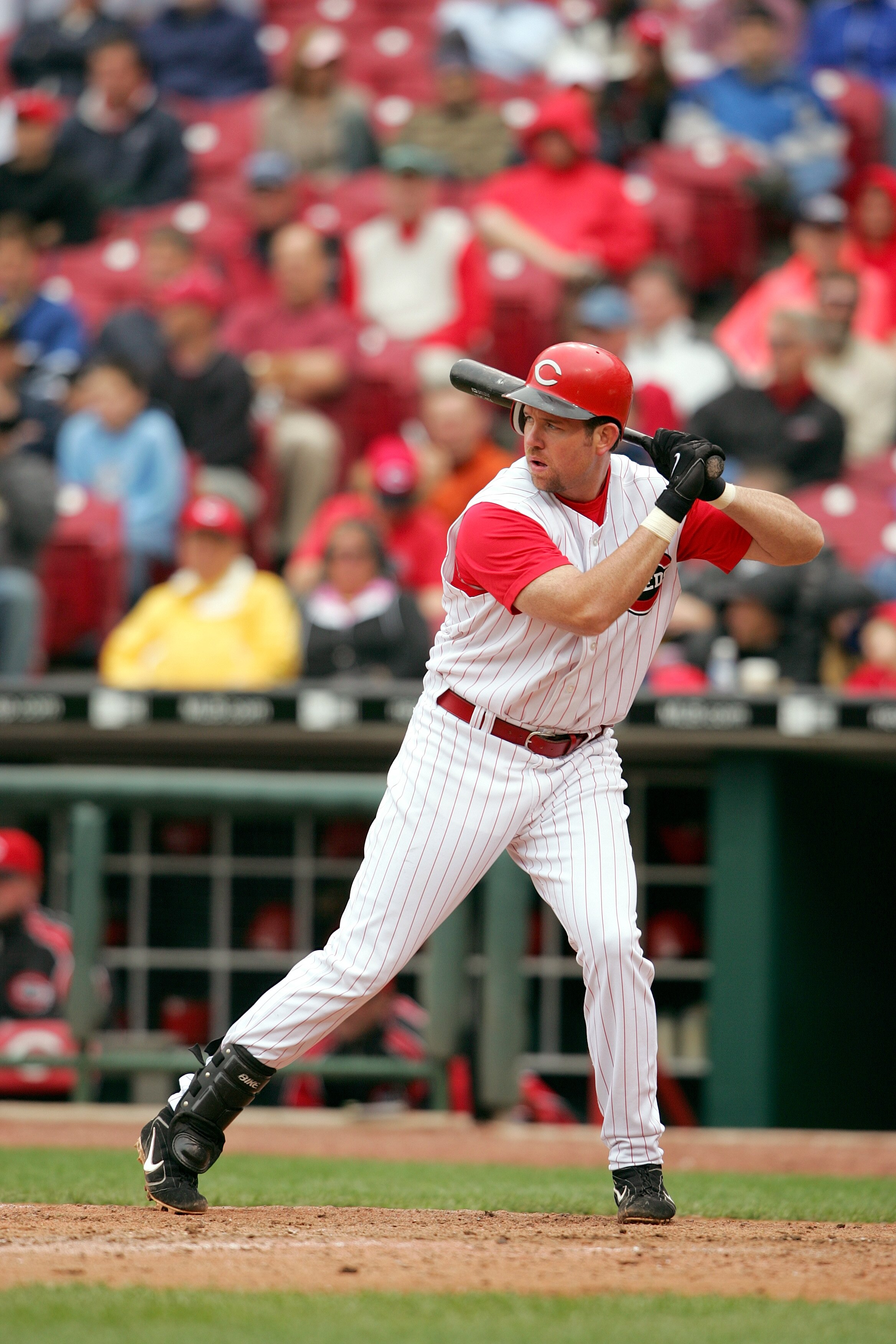 CINCINNATI - APRIL 21:  Sean Casey #27 of the Cincinnati Reds bats against the Pittsburgh Pirates during their game on April 21, 2005 at Great American Ballpark in Cincinnati, Ohio.  The Pirates won 4-2. (Photo by Andy Lyons/Getty Images)