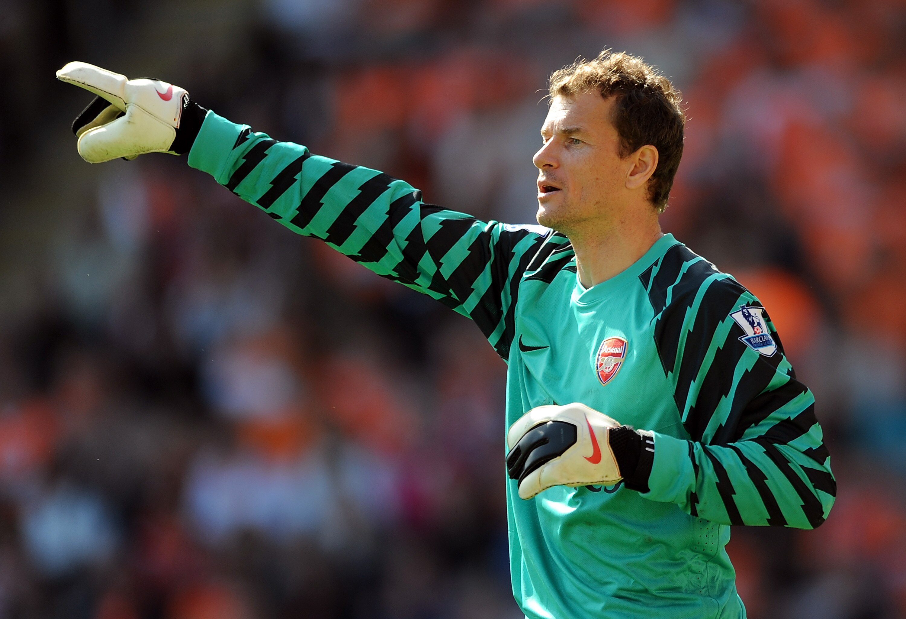 BLACKPOOL, ENGLAND - APRIL 10:  Jens Lehmann of Arsenal in action during the Barclays Premier League match between Blackpool and Arsenal at Bloomfield Road on April 10, 2011 in Blackpool, England.  (Photo by Chris Brunskill/Getty Images)