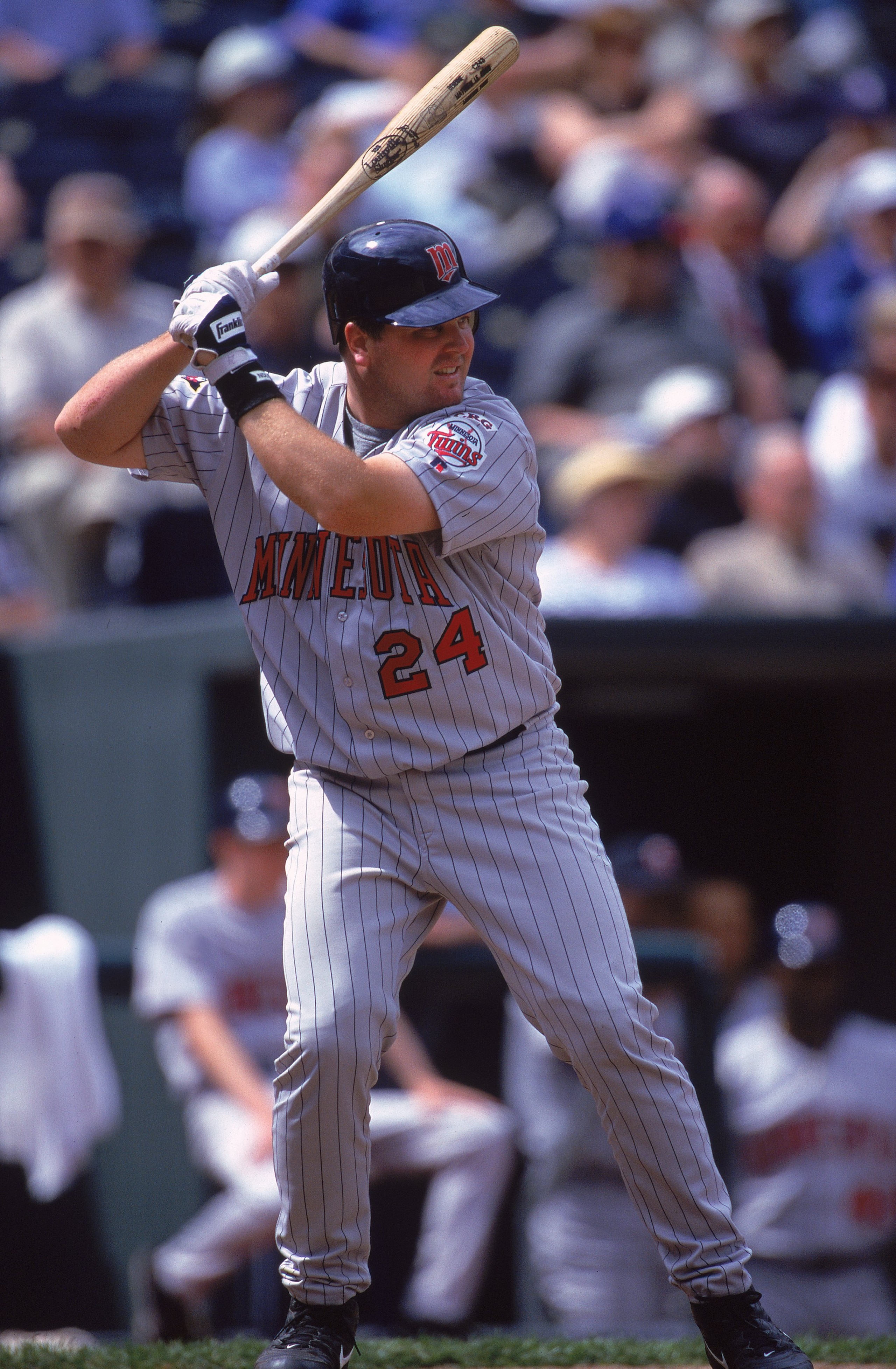 10 Apr 2000:  Matt LeCroy #24 of the Minnesota Twins at bat during the game against the Kansas City Royals at Kauffman Stadium in Kansas City, Missouri. The Royals defeated the Twins 5-4. Mandatory Credit: Matthew Stockman  /Allsport