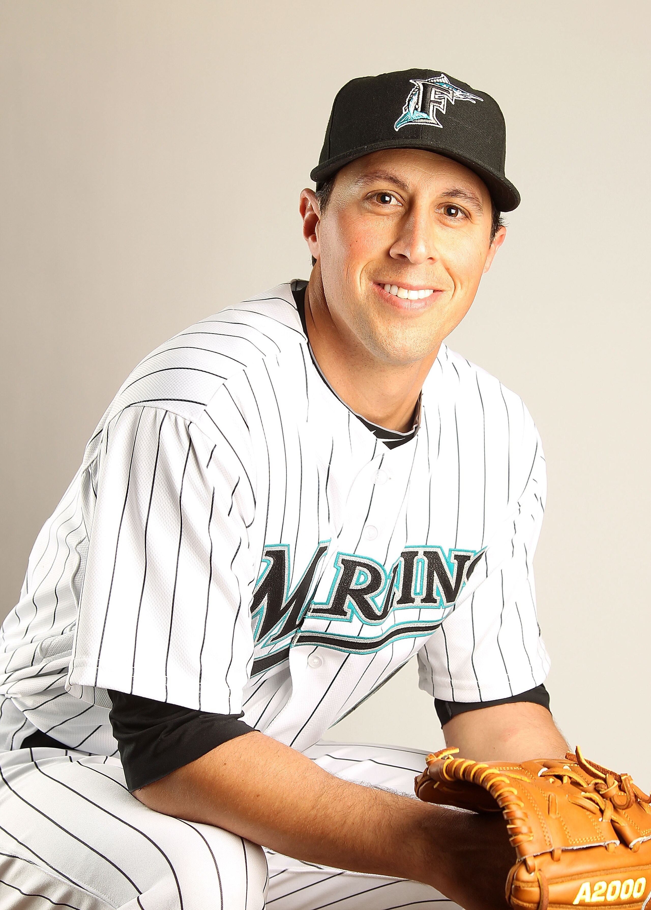 JUPITER, FL - FEBRUARY 23: Brian Sanches #44 of the Florida Marlins during Photo Day at Roger Dean Stadium on February 23, 2011 in Jupiter, Florida.  (Photo by Mike Ehrmann/Getty Images)