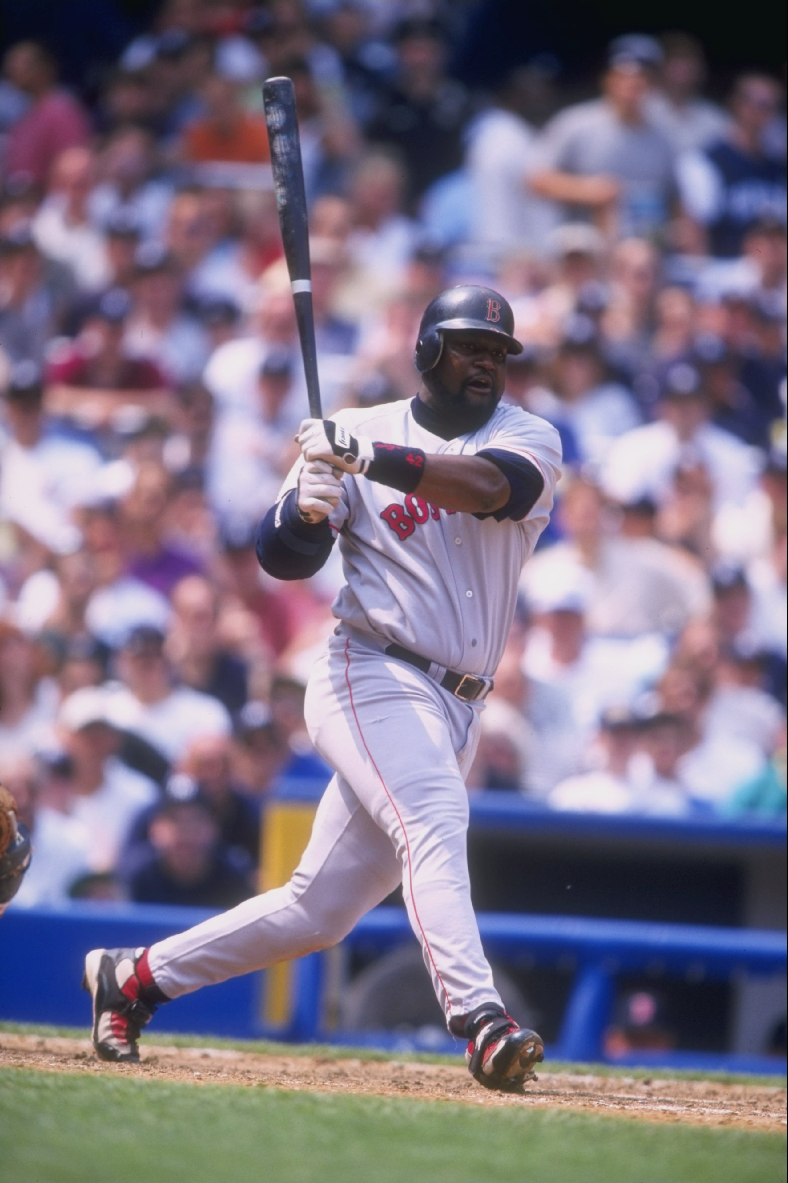 31 May 1998:  Mo Vaughn #42 of the Boston Red Sox in action during a game against the New York Yankees at Yankee Stadium in the Bronx, New York. The Red Sox defeated the Yankees 13-7. Mandatory Credit: David Seelig  /Allsport