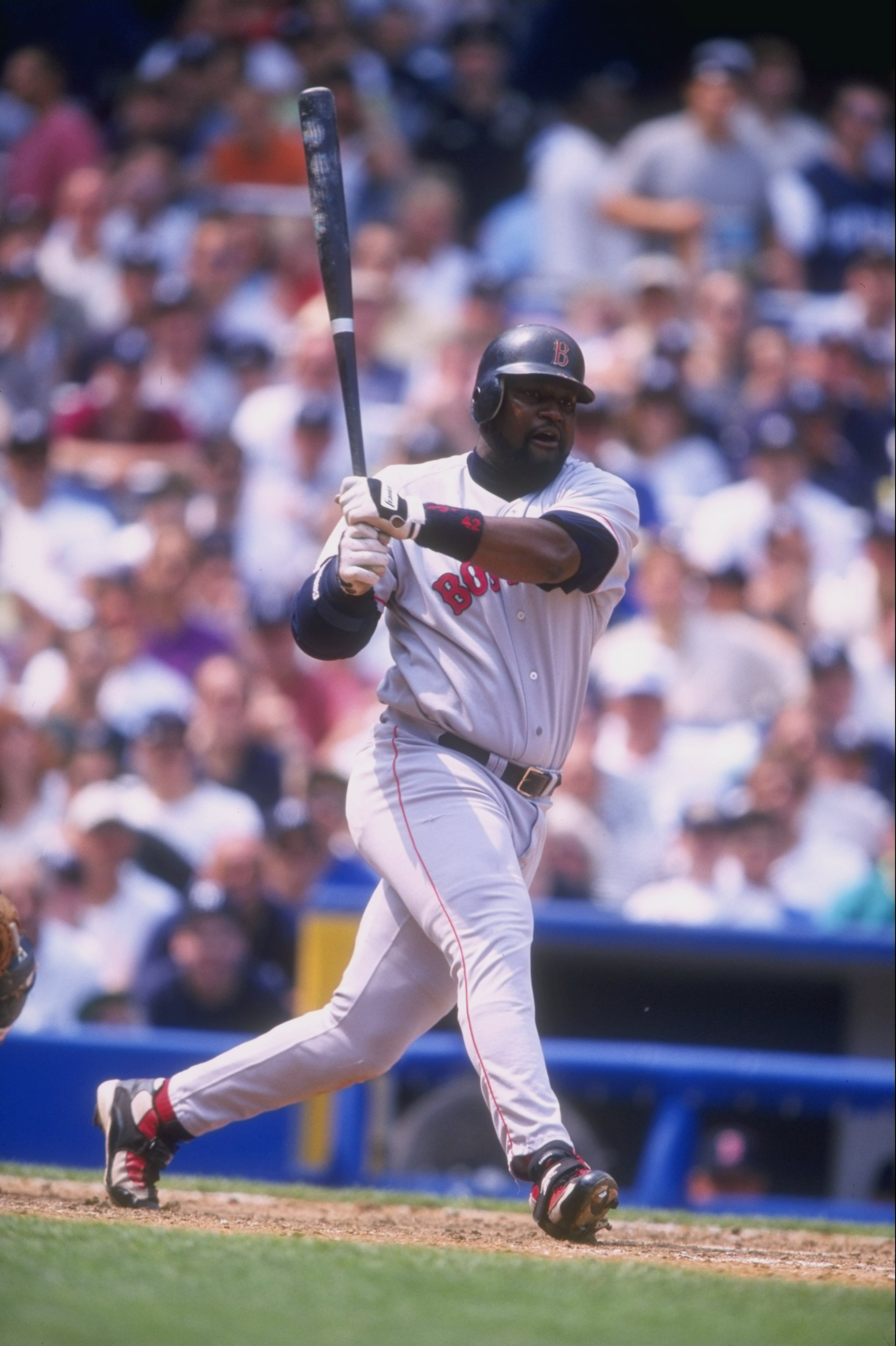 31 May 1998:  Mo Vaughn #42 of the Boston Red Sox in action during a game against the New York Yankees at Yankee Stadium in the Bronx, New York. The Red Sox defeated the Yankees 13-7. Mandatory Credit: David Seelig  /Allsport
