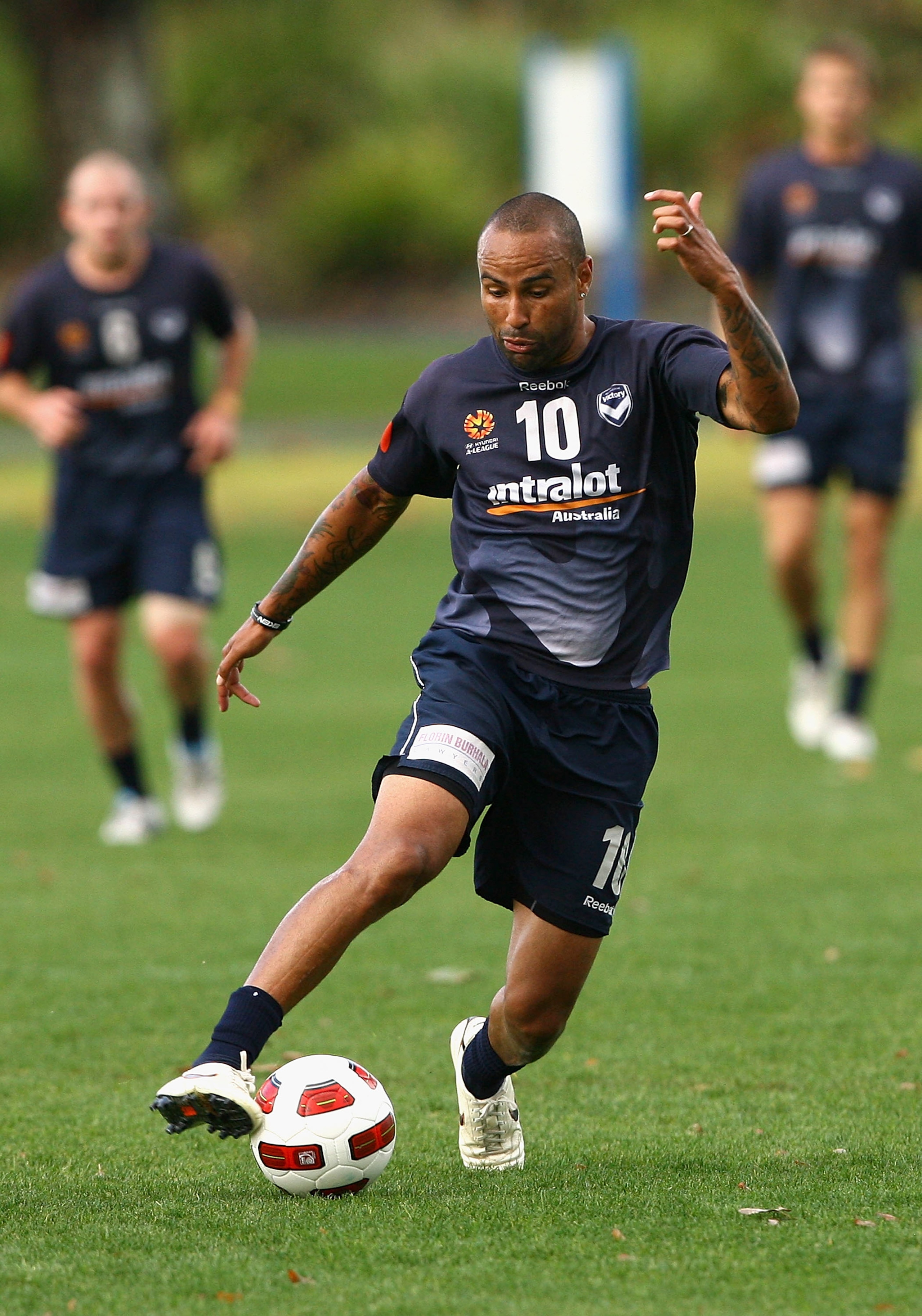 MELBOURNE, AUSTRALIA - APRIL 12:  Archie Thompson controls the ball during a Melbourne Victory Asian Champions League training session at Gosch's Paddock on April 12, 2011 in Melbourne, Australia.  (Photo by Robert Prezioso/Getty Images)