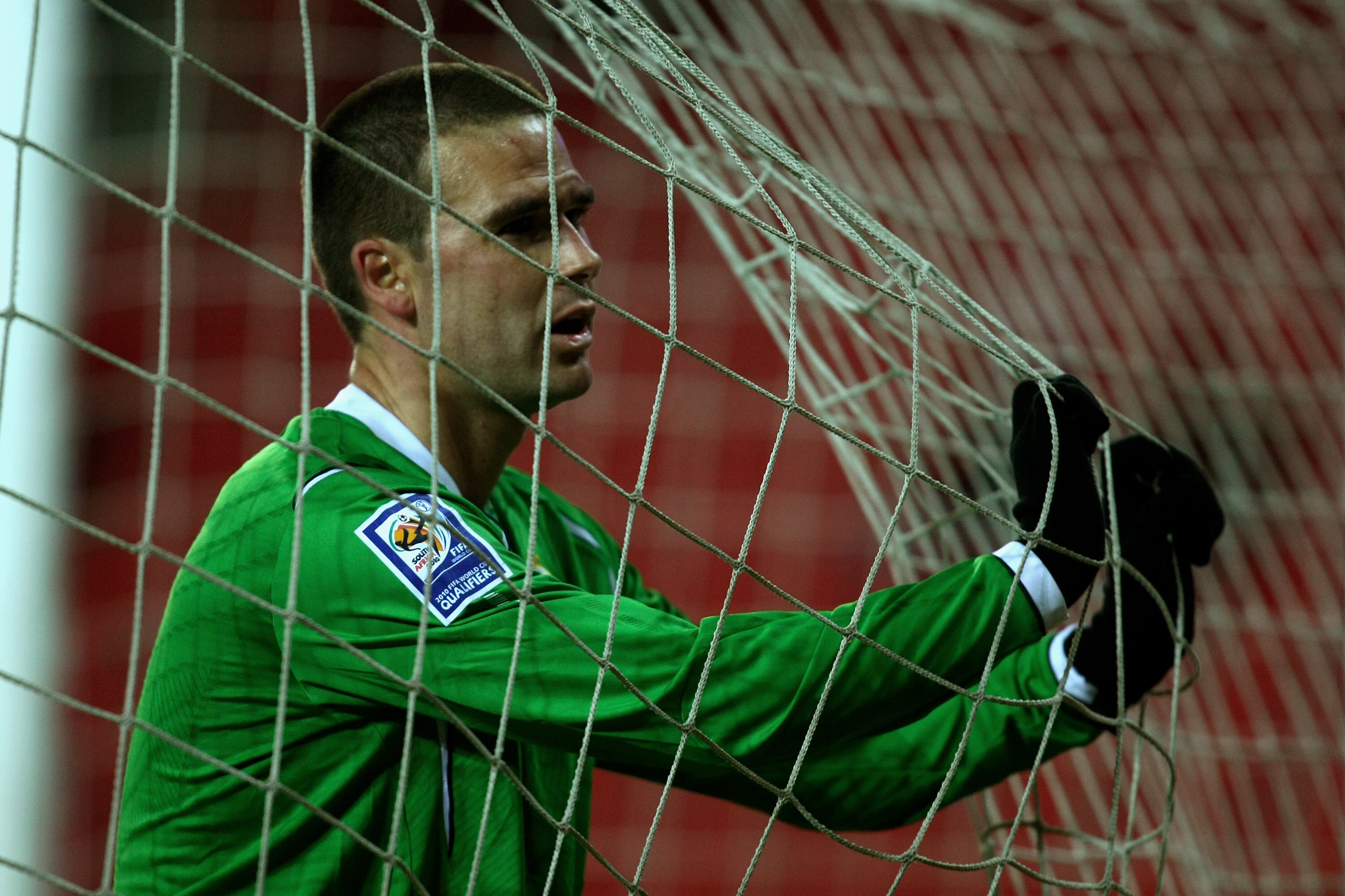 PRAGUE, CZECH REPUBLIC - OCTOBER 14:  David Healy of Northern Ireland reacts during the FIFA 2010 World Cup Group 3 Qualifier match between Czech Republic and Northern Ireland at the Synot Tip Arena on October 14, 2009 in Prague, Czech Republic.  (Photo b