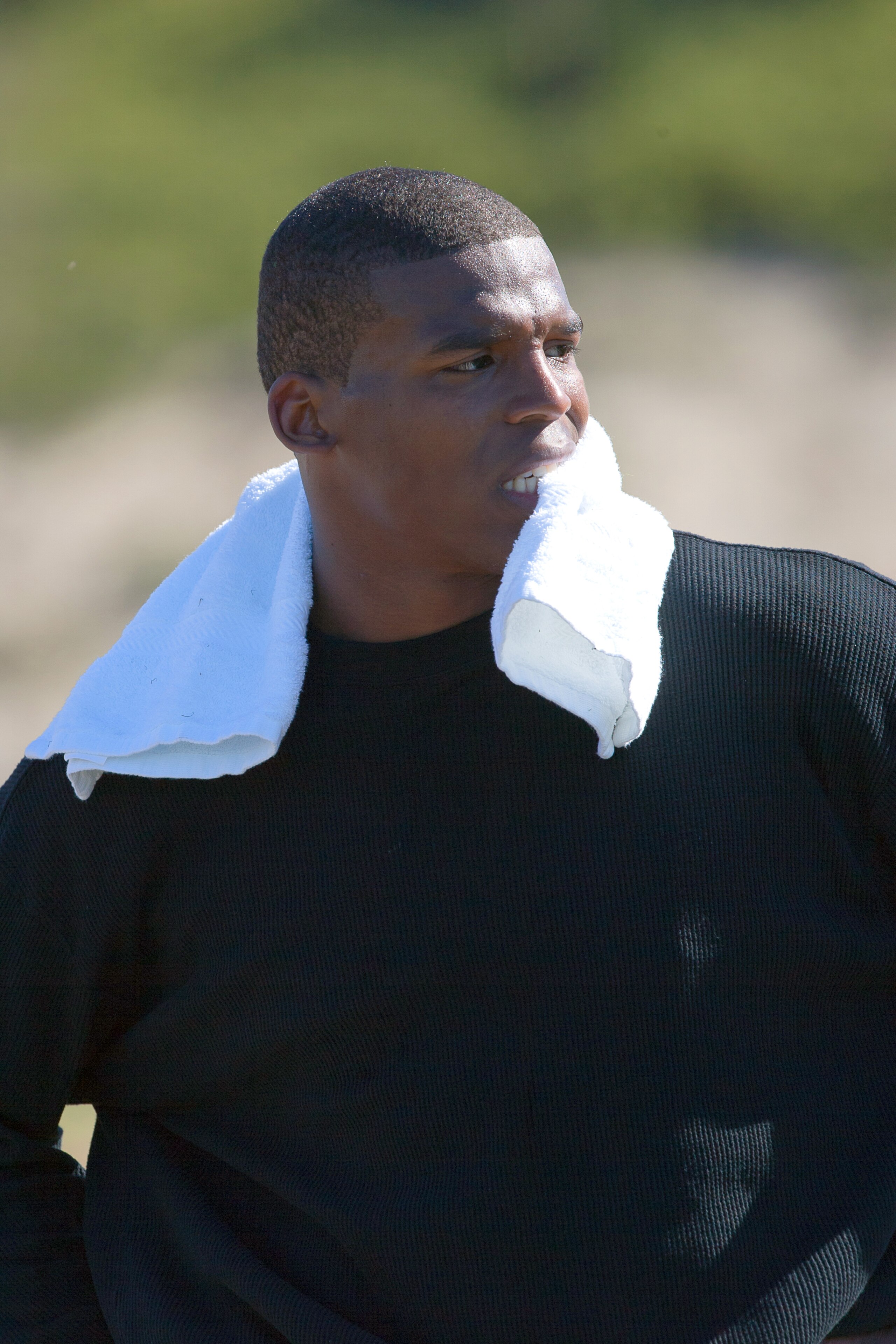 SAN DIEGO, CA - FEBRUARY 10: 2010 Heisman Trophy winning quarterback Cam Newton of the Auburn Tigers goes through his workout routine for the media at Cathedral High School's sports stadium on February 10, 2011 in San Diego, California. (Photo by Kent H SAN DIEGO, CA - FEBRUARY 10: 2010 Heisman Trophy winning quarterback Cam Newton of the Auburn Tigers goes through his workout routine for the media at Cathedral High School's sports stadium on February 10, 2011 in San Diego, California. (Photo by Kent H
