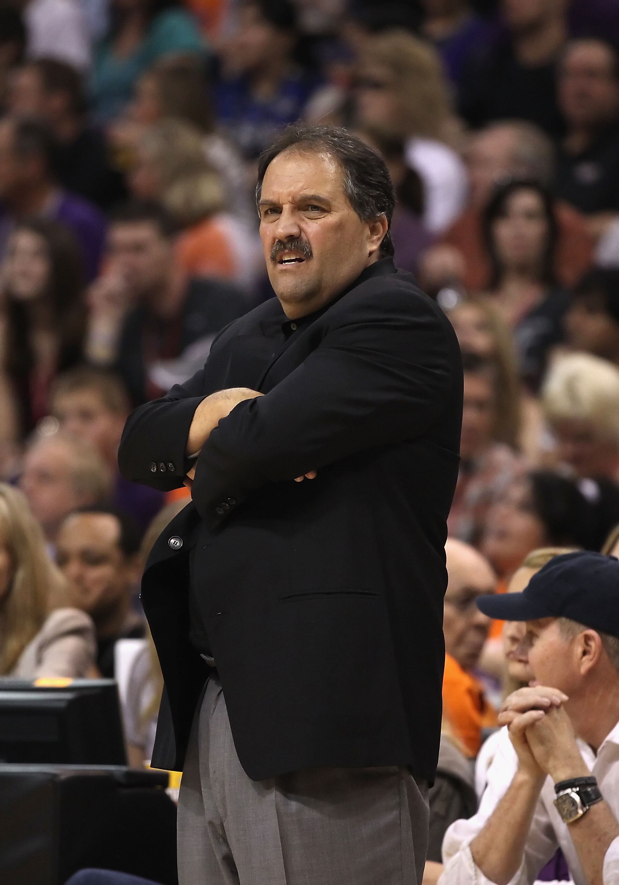 PHOENIX, AZ - MARCH 13:  Head coach Stan Van Gundy of the Orlando Magic reacts during the NBA game against the Phoenix Suns at US Airways Center on March 13, 2011 in Phoenix, Arizona.  The Magic defeated the Suns 111-88.  NOTE TO USER: User expressly ackn