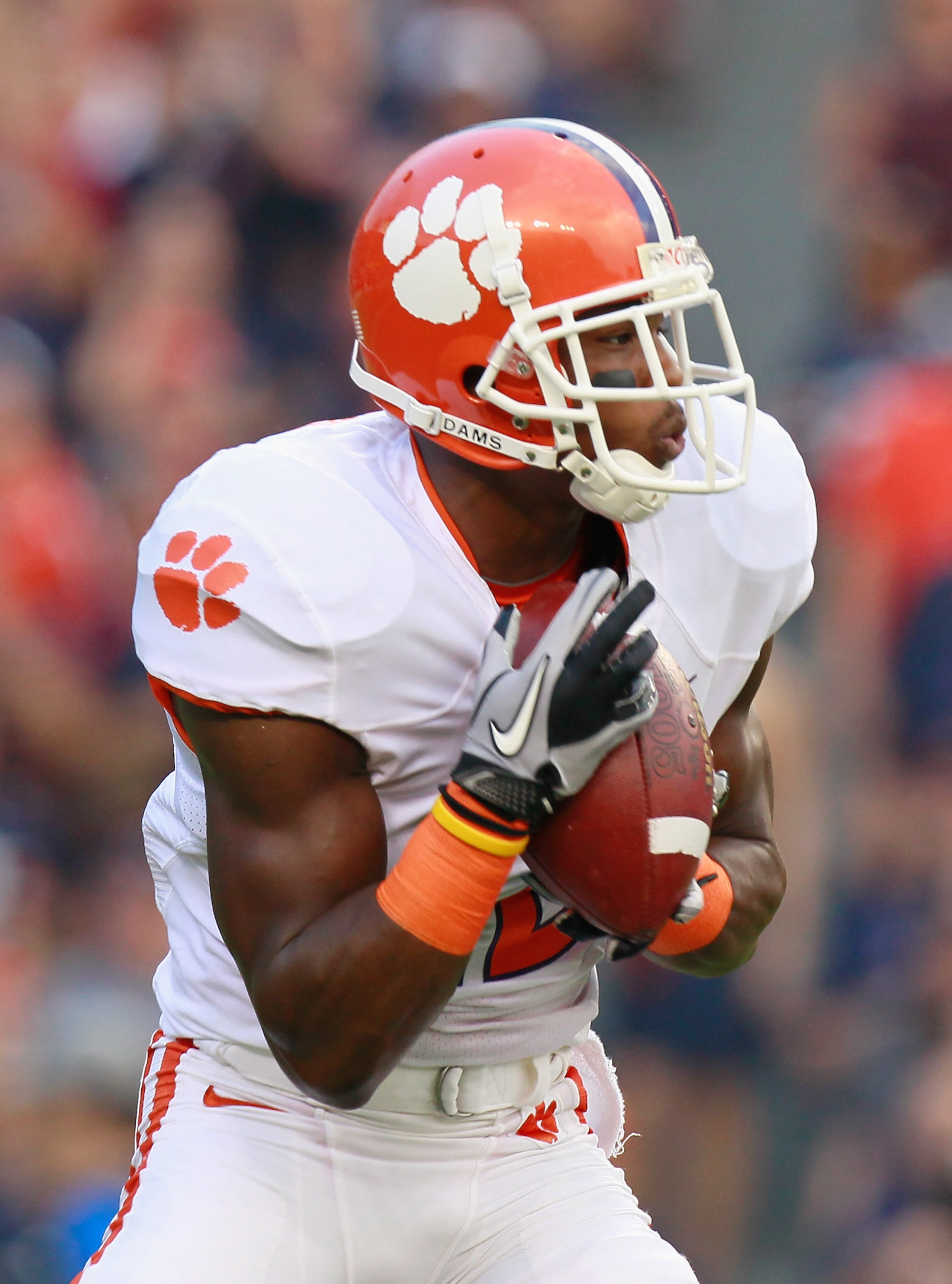AUBURN, AL - SEPTEMBER 18:  Marcus Gilchrist #12 of the Clemson Tigers against the Auburn Tigers at Jordan-Hare Stadium on September 18, 2010 in Auburn, Alabama.  (Photo by Kevin C. Cox/Getty Images)