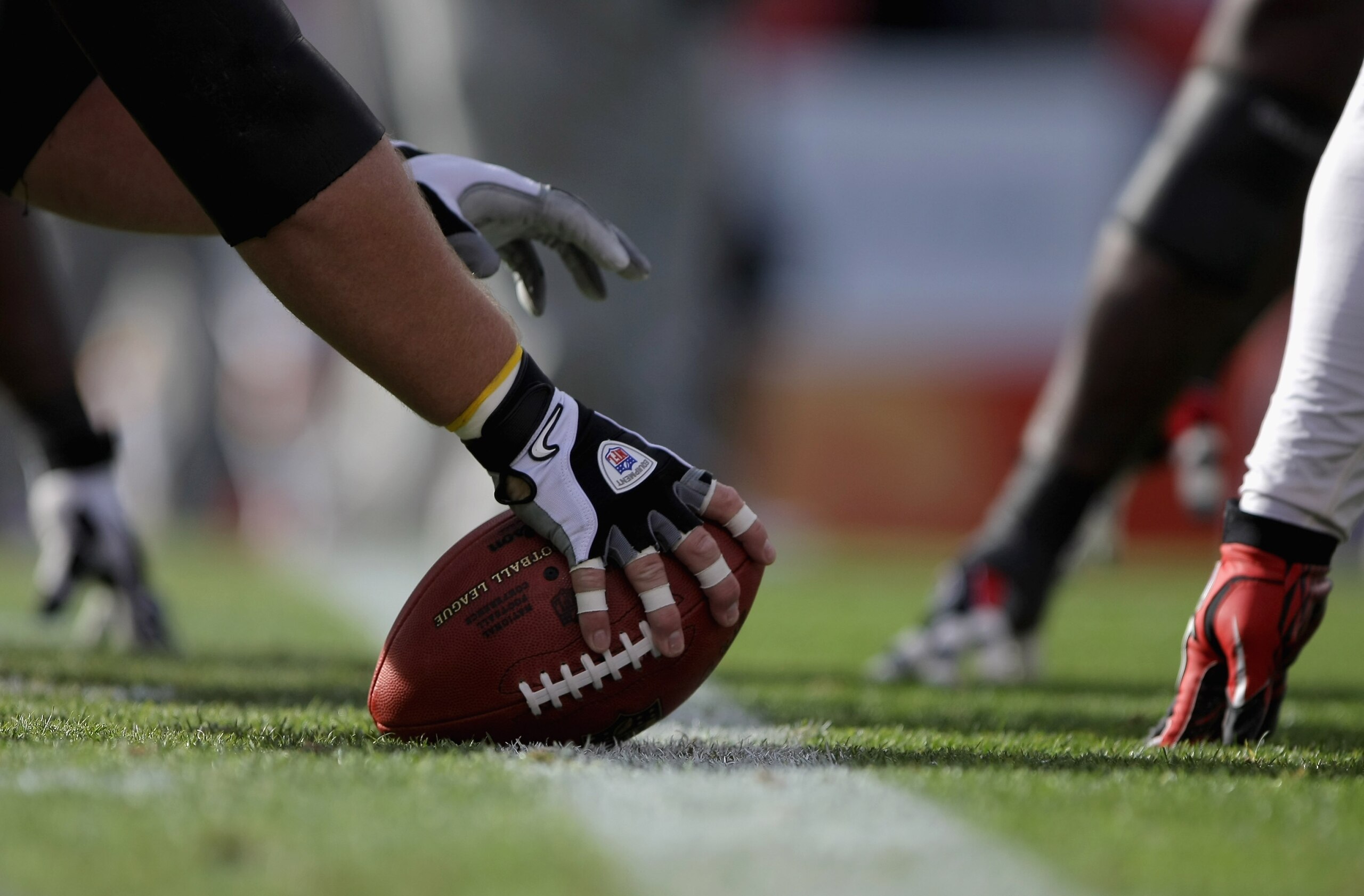 DENVER - NOVEMBER 14:  Detail of the ball as the Kansas City Chiefs warm up prior to facing the Denver Broncos at INVESCO Field at Mile High on November 14, 2010 in Denver, Colorado. The Broncos defeated the Chiefs 49-29.  (Photo by Doug Pensinger/Getty I