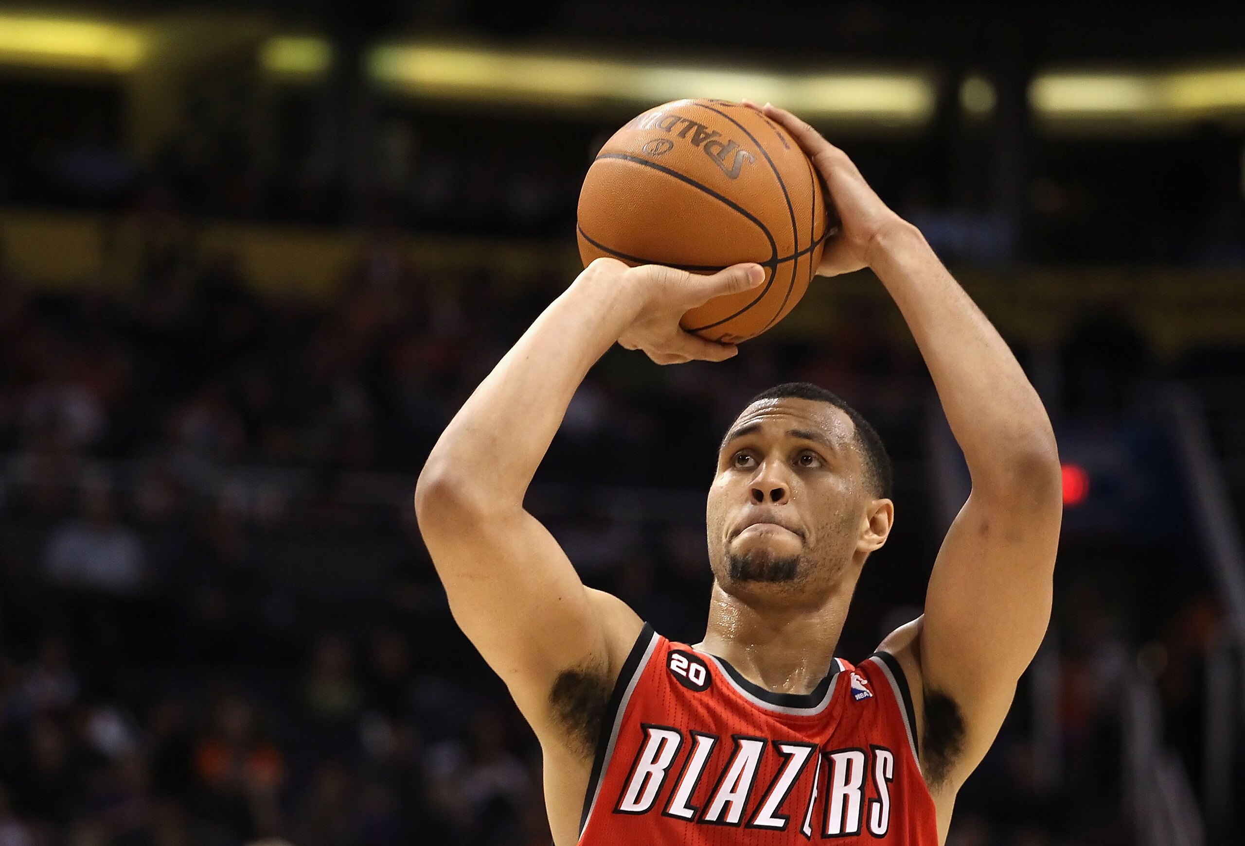 PHOENIX - DECEMBER 10:  Brandon Roy #7 of the Portland Trail Blazers shoots a free throw shot during the NBA game against the Phoenix Suns at US Airways Center on December 10, 2010 in Phoenix, Arizona. The Trail Blazers defeated the Suns 101-94.  NOTE TO