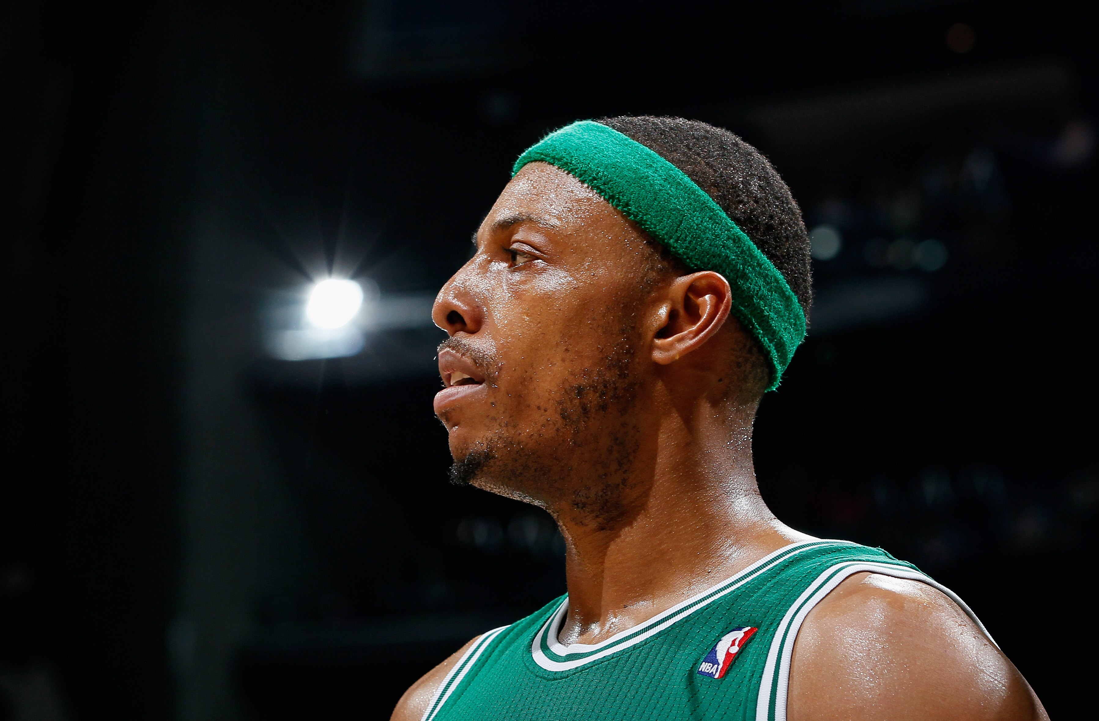 ATLANTA, GA - APRIL 01:  Paul Pierce #34 of the Boston Celtics against the Atlanta Hawks at Philips Arena on April 1, 2011 in Atlanta, Georgia.  NOTE TO USER: User expressly acknowledges and agrees that, by downloading and/or using this Photograph, user i