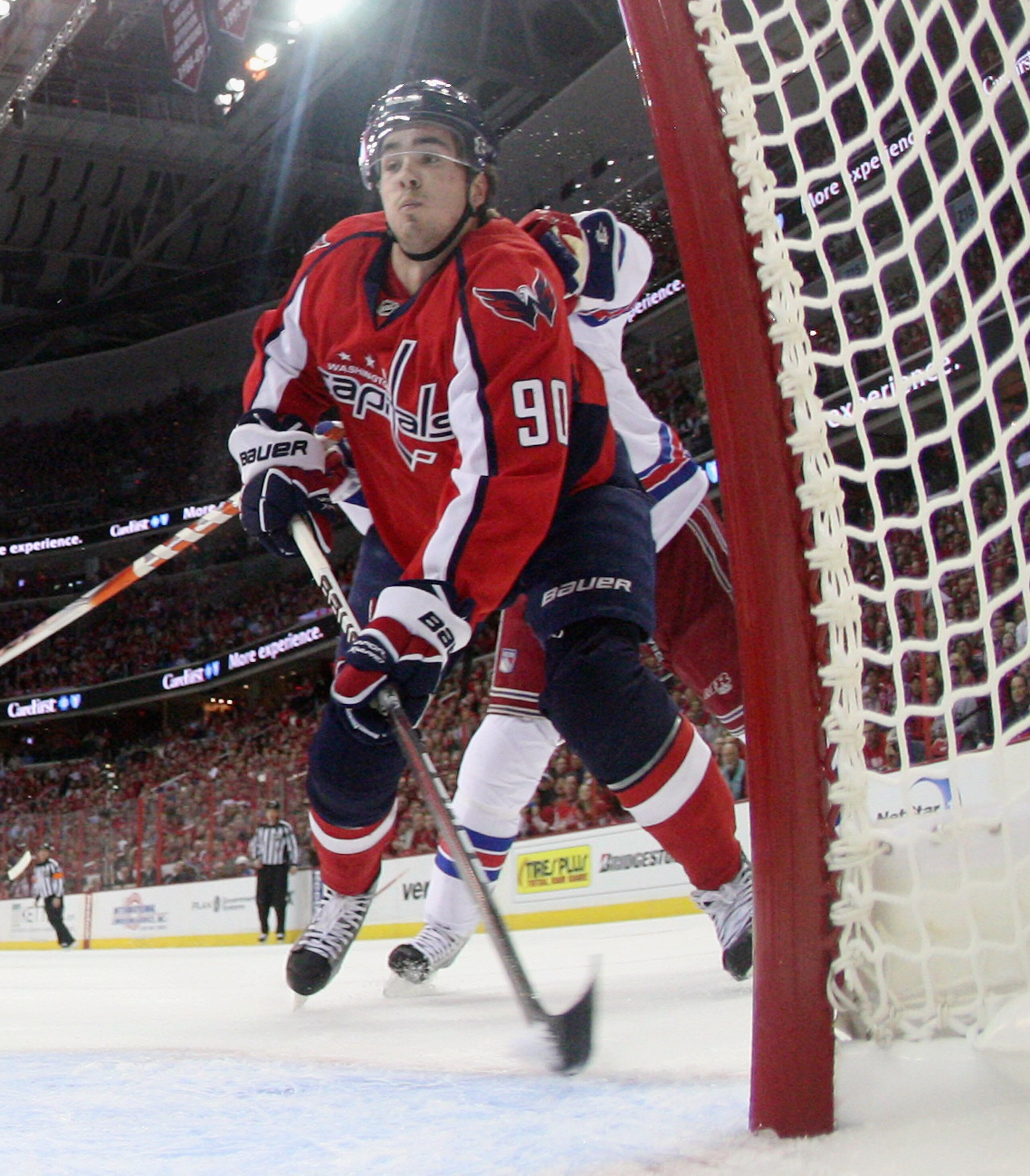 WASHINGTON, DC - APRIL 13: Marcus Johansson #90 of the Washington Capitals skates against the New York Rangers in Game One of the Eastern Conference Quarterfinals during the 2011 NHL Stanley Cup Playoffs at Verizon Center on April 13, 2011 in Washington, 
