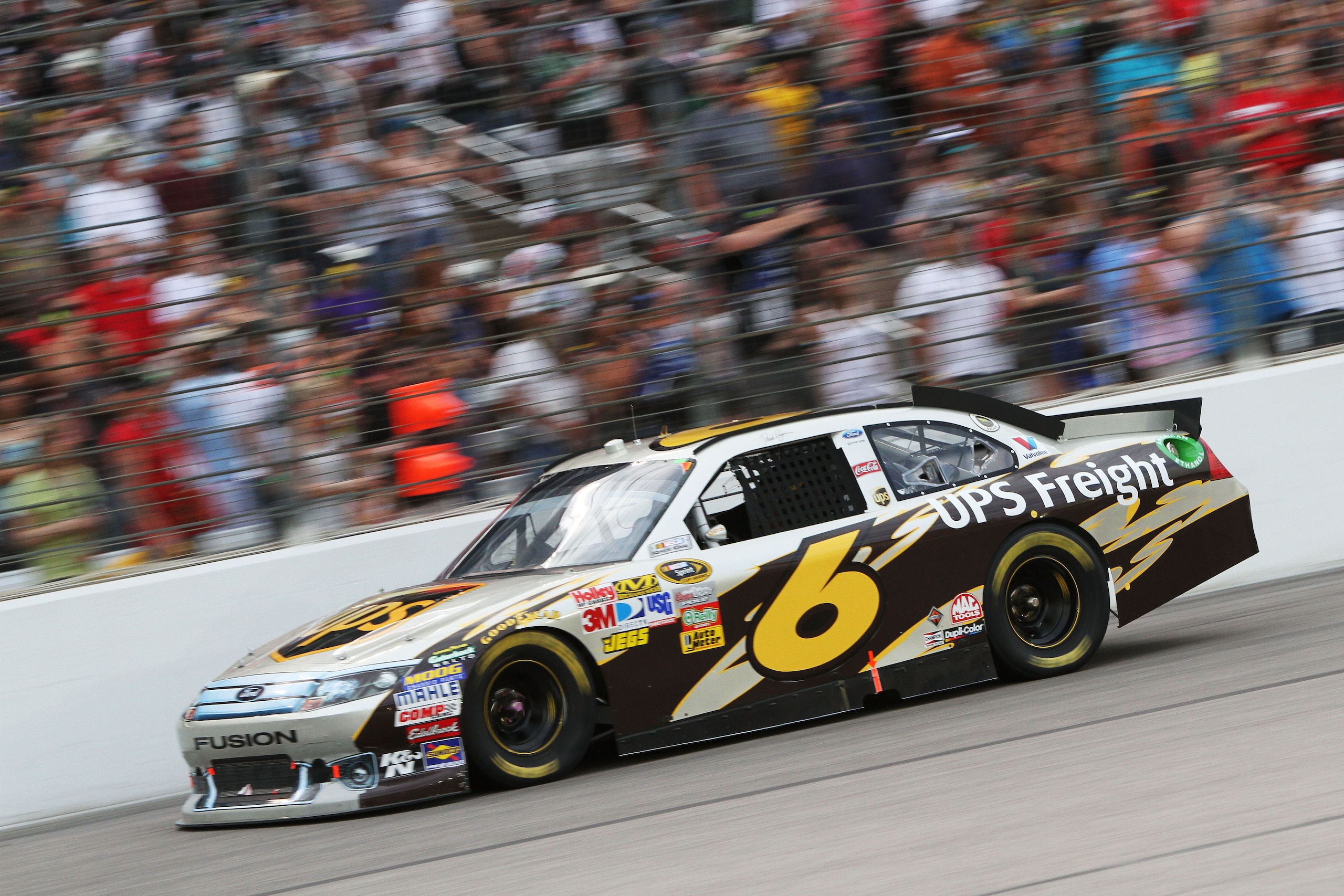 FORT WORTH, TX - APRIL 09:  David Ragan, driver of the #6 UPS Freight Ford, races during the NASCAR Sprint Cup Series Samsung Mobile 500 at Texas Motor Speedway on April 9, 2011 in Fort Worth, Texas.  (Photo by Jerry Markland/Getty Images for NASCAR)