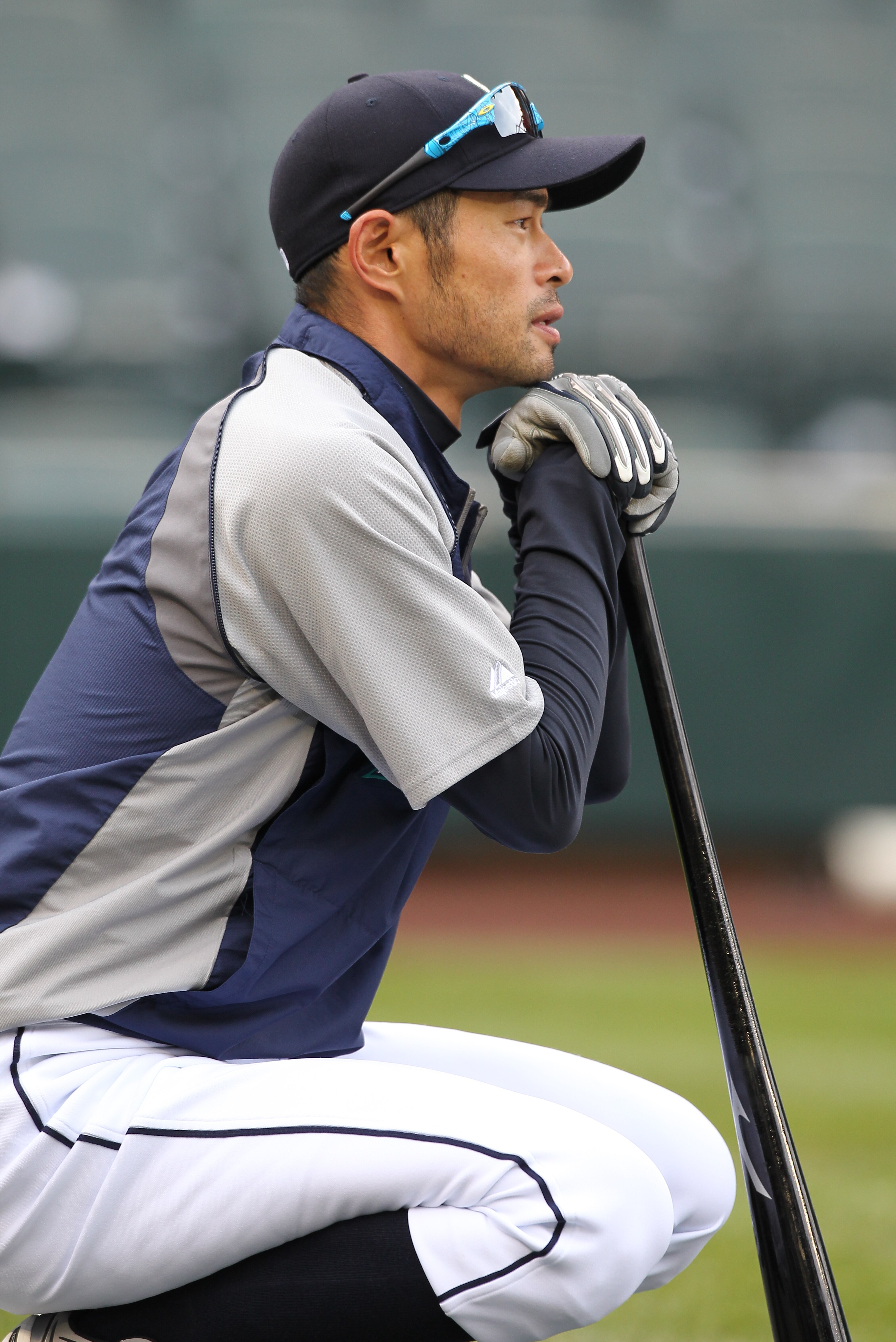 SEATTLE, WA - APRIL 12:  Ichiro Suzuki #51 of the Seattle Mariners waits to hit during batting practice prior to the game against the Toronto Blue Jays at Safeco Field on April 12, 2011 in Seattle, Washington. (Photo by Otto Greule Jr/Getty Images)