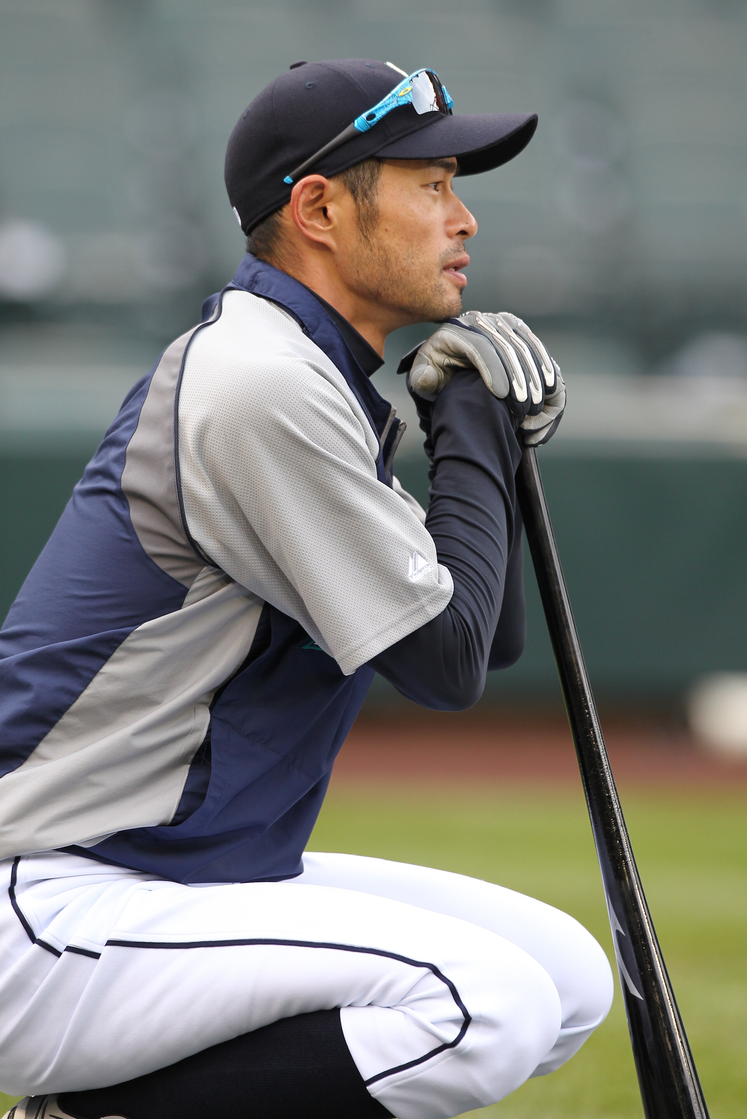 SEATTLE, WA - APRIL 12:  Ichiro Suzuki #51 of the Seattle Mariners waits to hit during batting practice prior to the game against the Toronto Blue Jays at Safeco Field on April 12, 2011 in Seattle, Washington. (Photo by Otto Greule Jr/Getty Images)