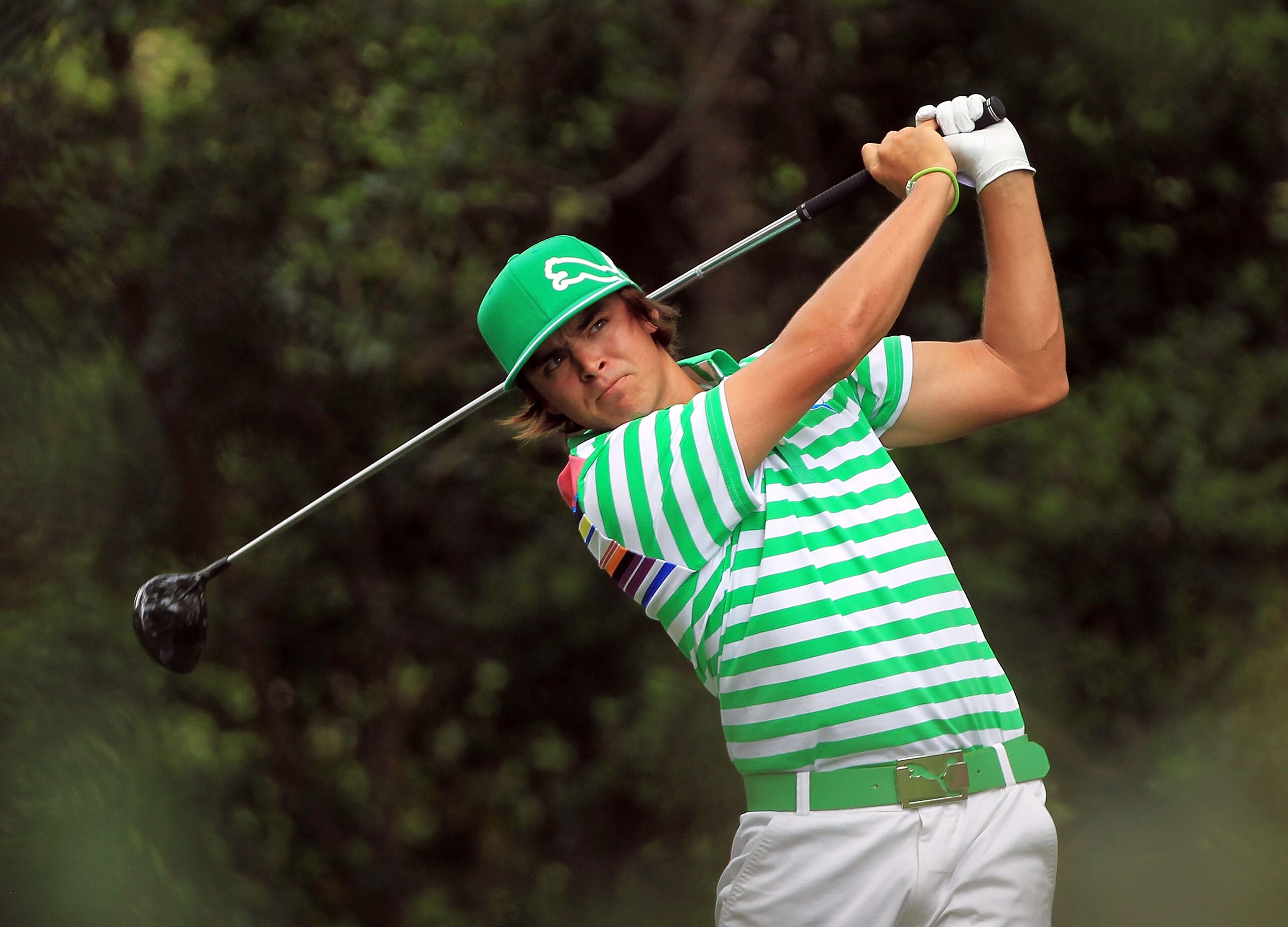 AUGUSTA, GA - APRIL 09:  Rickie Fowler watches his tee shot on the second hole during the third round of the 2011 Masters Tournament at Augusta National Golf Club on April 9, 2011 in Augusta, Georgia.  (Photo by David Cannon/Getty Images)