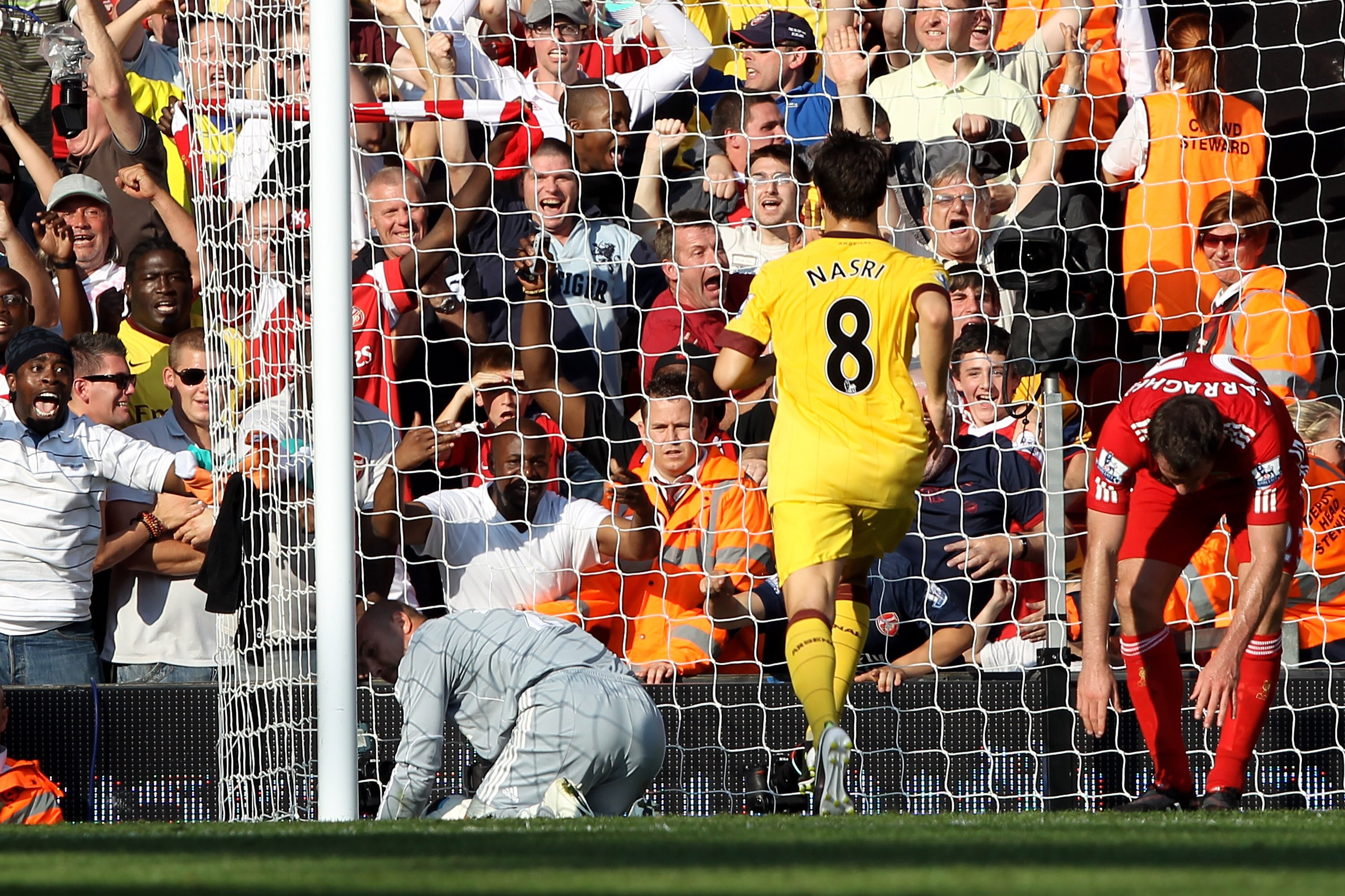 LIVERPOOL, ENGLAND - AUGUST 15: Pepe Reina of Liverpool scores an own goal during the Barclays Premier League match between Liverpool and Arsenal at Anfield on August 15, 2010 in Liverpool, England. (Photo by Clive Brunskill/Getty Images) LIVERPOOL, ENGLAND - AUGUST 15: Pepe Reina of Liverpool scores an own goal during the Barclays Premier League match between Liverpool and Arsenal at Anfield on August 15, 2010 in Liverpool, England. (Photo by Clive Brunskill/Getty Images)