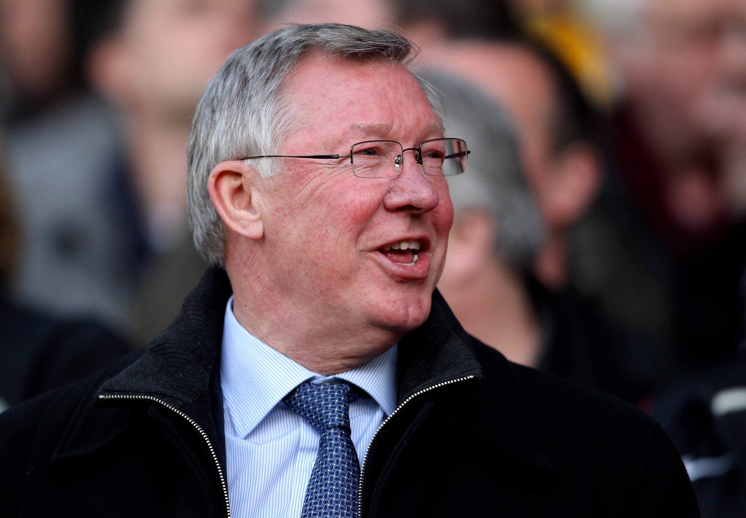 MANCHESTER, ENGLAND - APRIL 12: Manchester United Manager Sir Alex Ferguson laughs prior to the UEFA Champions League Quarter Final second leg match between Manchester United and Chelsea at Old Trafford on April 12, 2011 in Manchester, England. (Photo b MANCHESTER, ENGLAND - APRIL 12: Manchester United Manager Sir Alex Ferguson laughs prior to the UEFA Champions League Quarter Final second leg match between Manchester United and Chelsea at Old Trafford on April 12, 2011 in Manchester, England. (Photo b