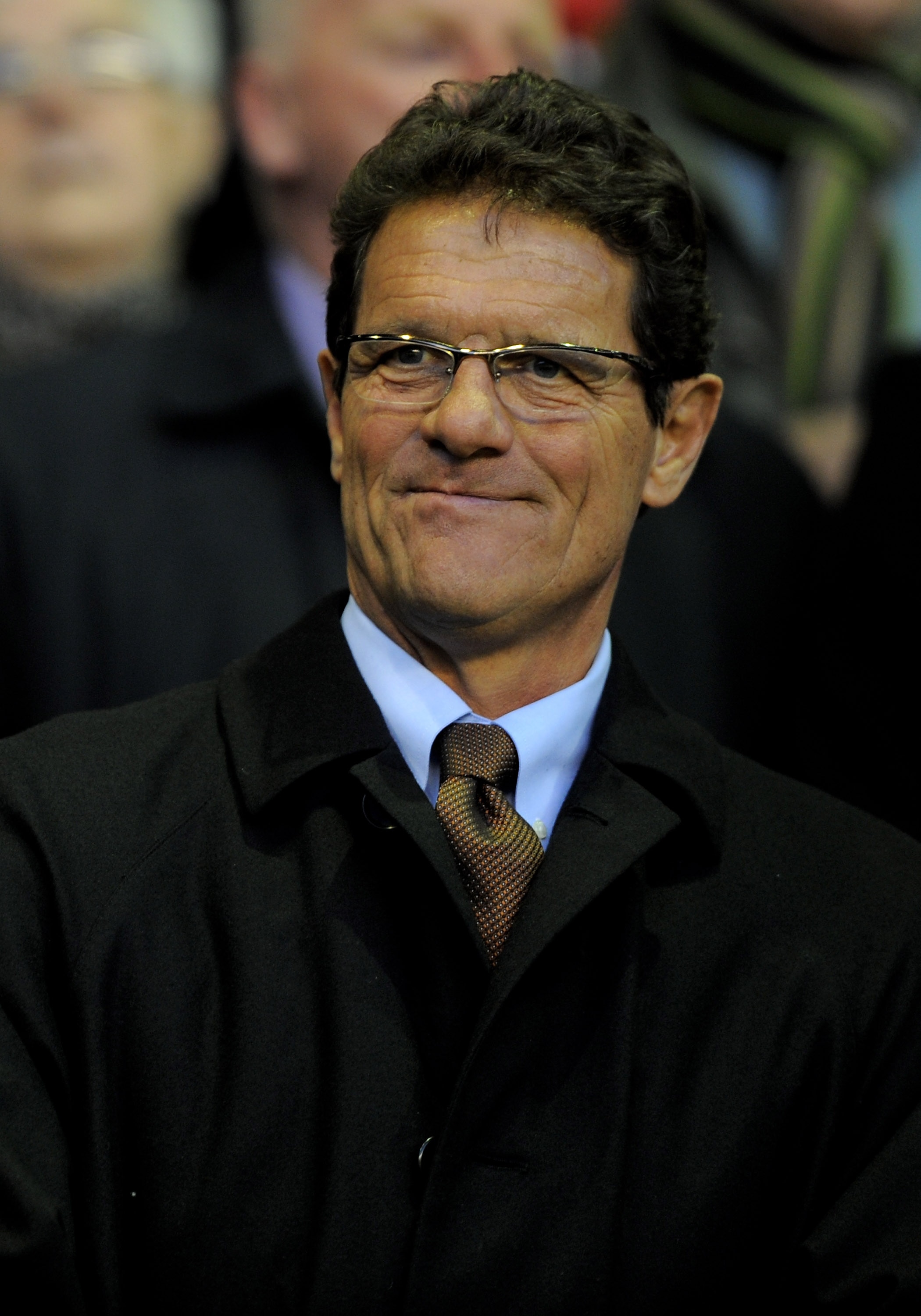 LIVERPOOL, ENGLAND - APRIL 11:  England Manager Fabio Capello looks on prior to the Barclays Premier League match between Liverpool and Manchester City at Anfield on April 11, 2011 in Liverpool, England. (Photo by Michael Regan/Getty Images)