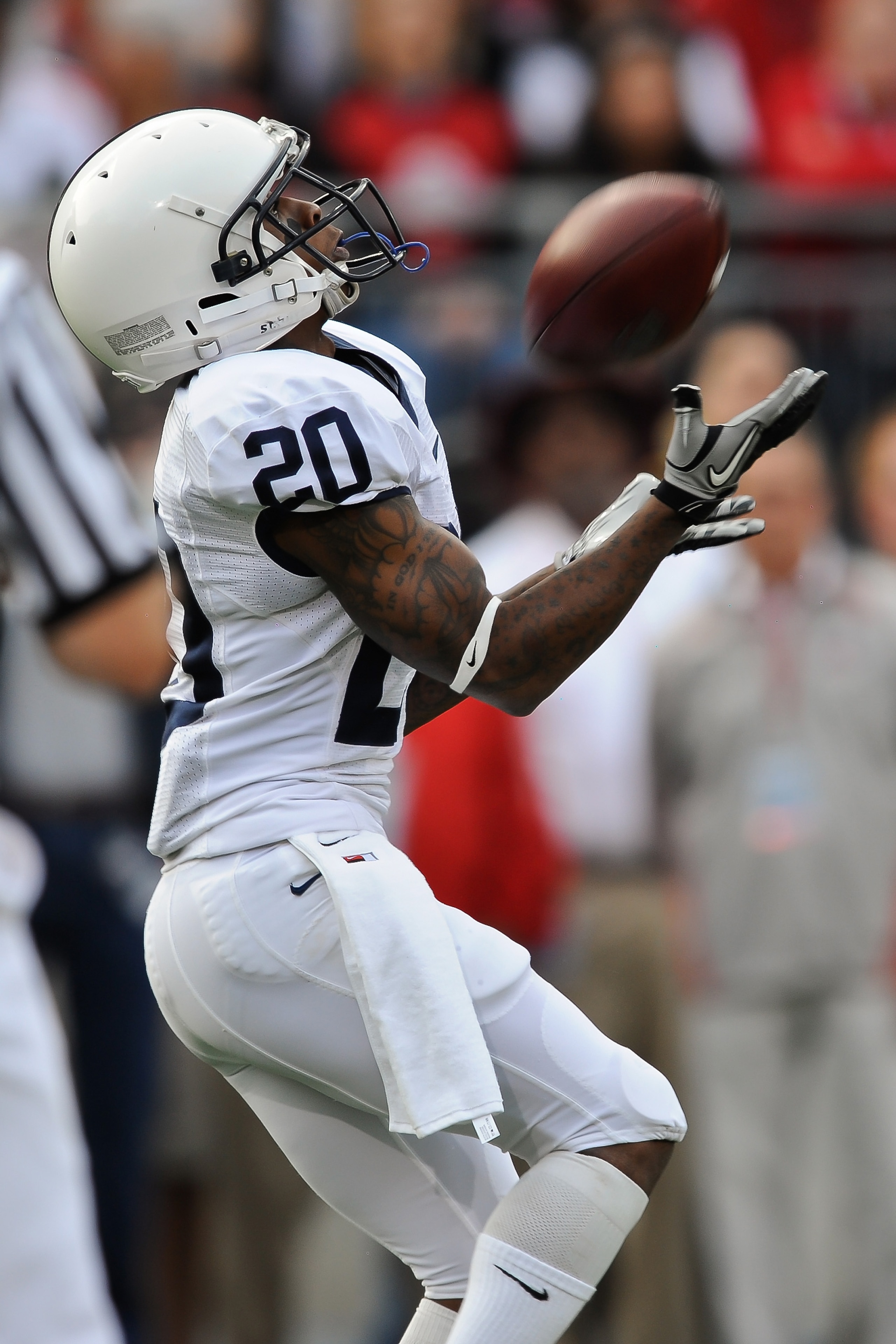 COLUMBUS, OH - NOVEMBER 13: Devon Smith #20 of the Penn State Nittany Lions receives a kickoff against the the Ohio State Buckeyes at Ohio Stadium on November 13, 2010 in Columbus, Ohio. (Photo by Jamie Sabau/Getty Images) COLUMBUS, OH - NOVEMBER 13: Devon Smith #20 of the Penn State Nittany Lions receives a kickoff against the the Ohio State Buckeyes at Ohio Stadium on November 13, 2010 in Columbus, Ohio. (Photo by Jamie Sabau/Getty Images)