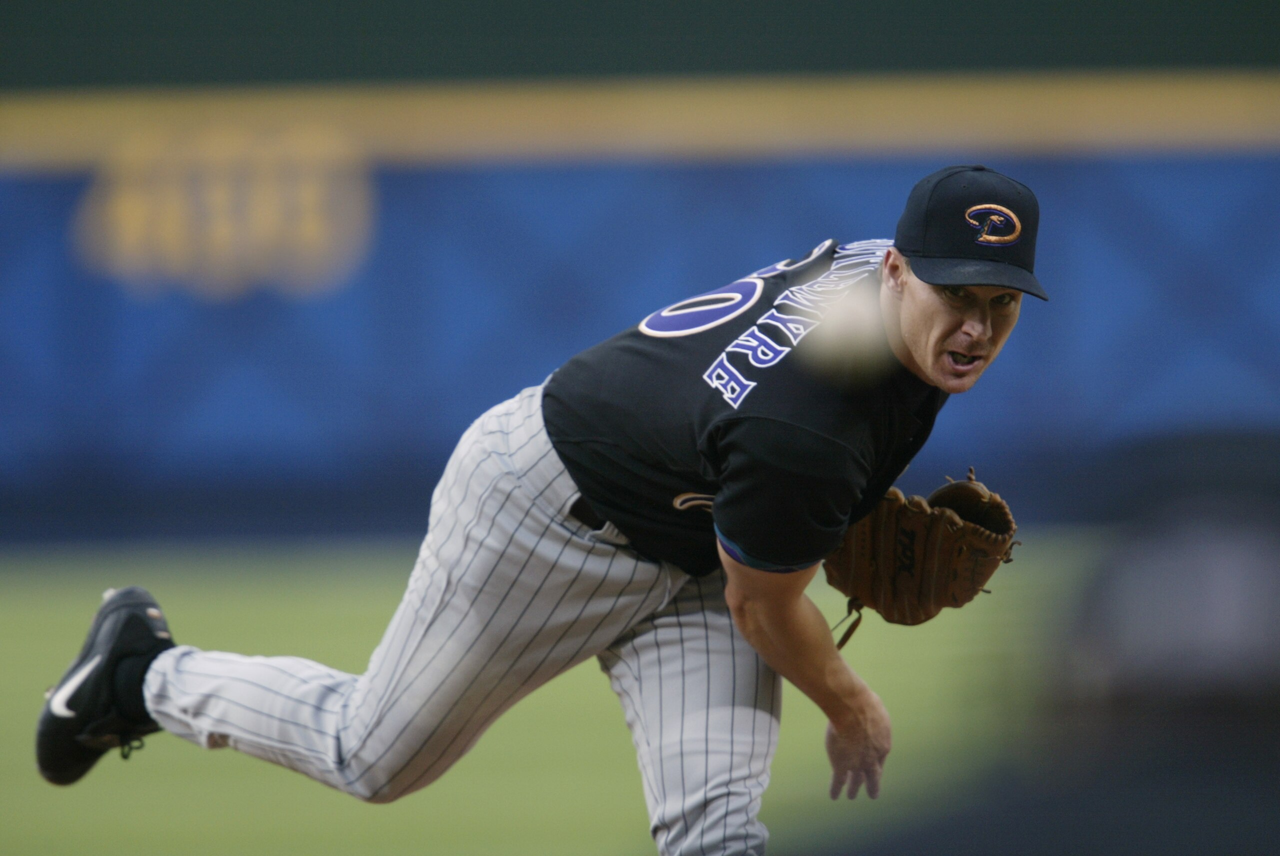 24 Apr 2002:   Starting pitcher Todd Stottlemyre #30 of the Arizona Diamondbacks pitches during Wednesday's game between the Arizona Diamondbacks and the Atlanta Braves at Turner Feild in Atlanta, Georgia.  Mandatory credit: Jamie Squire/Getty Images